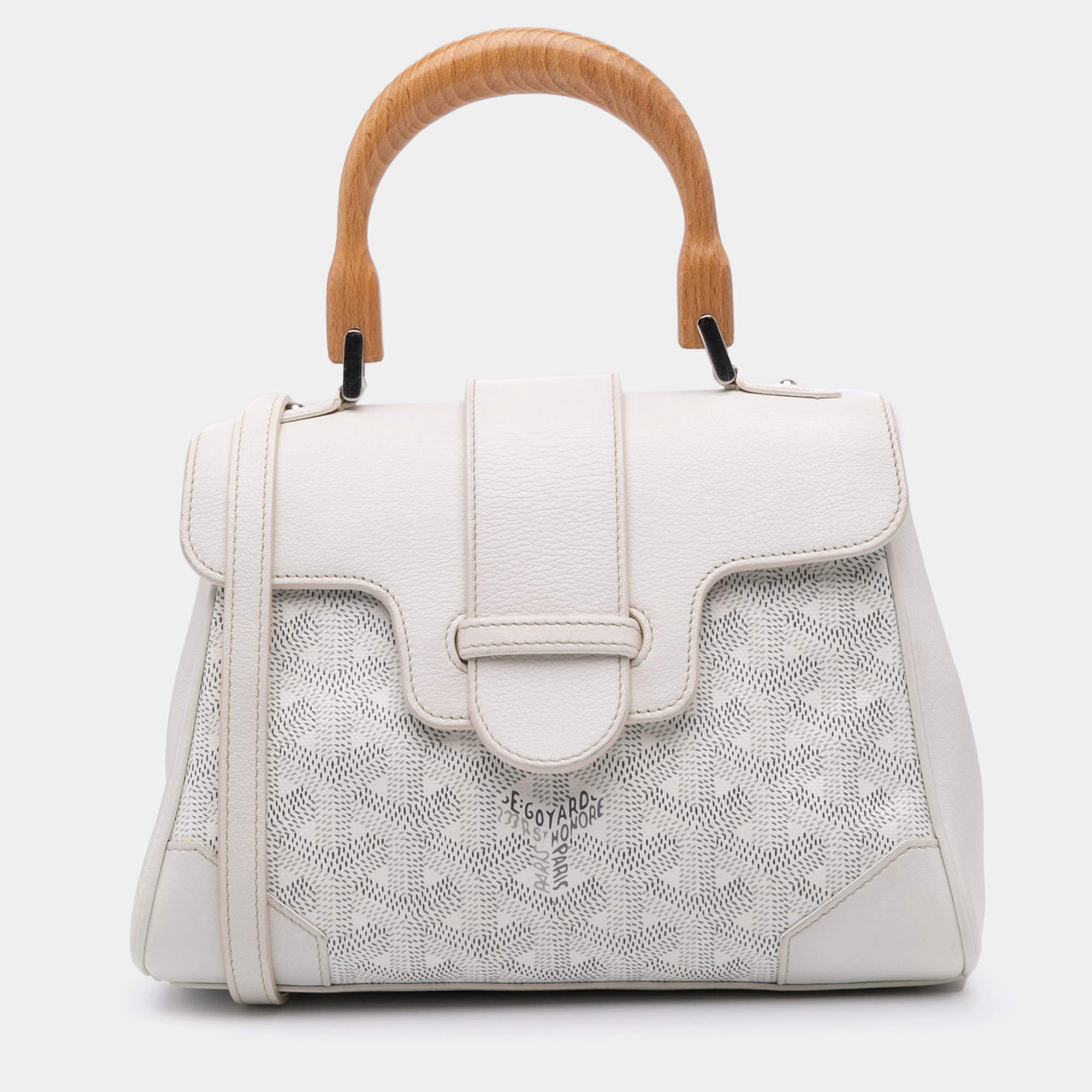 Pre Owned Goyard Coated Canvas White Mini Goyardine Saigon Souple