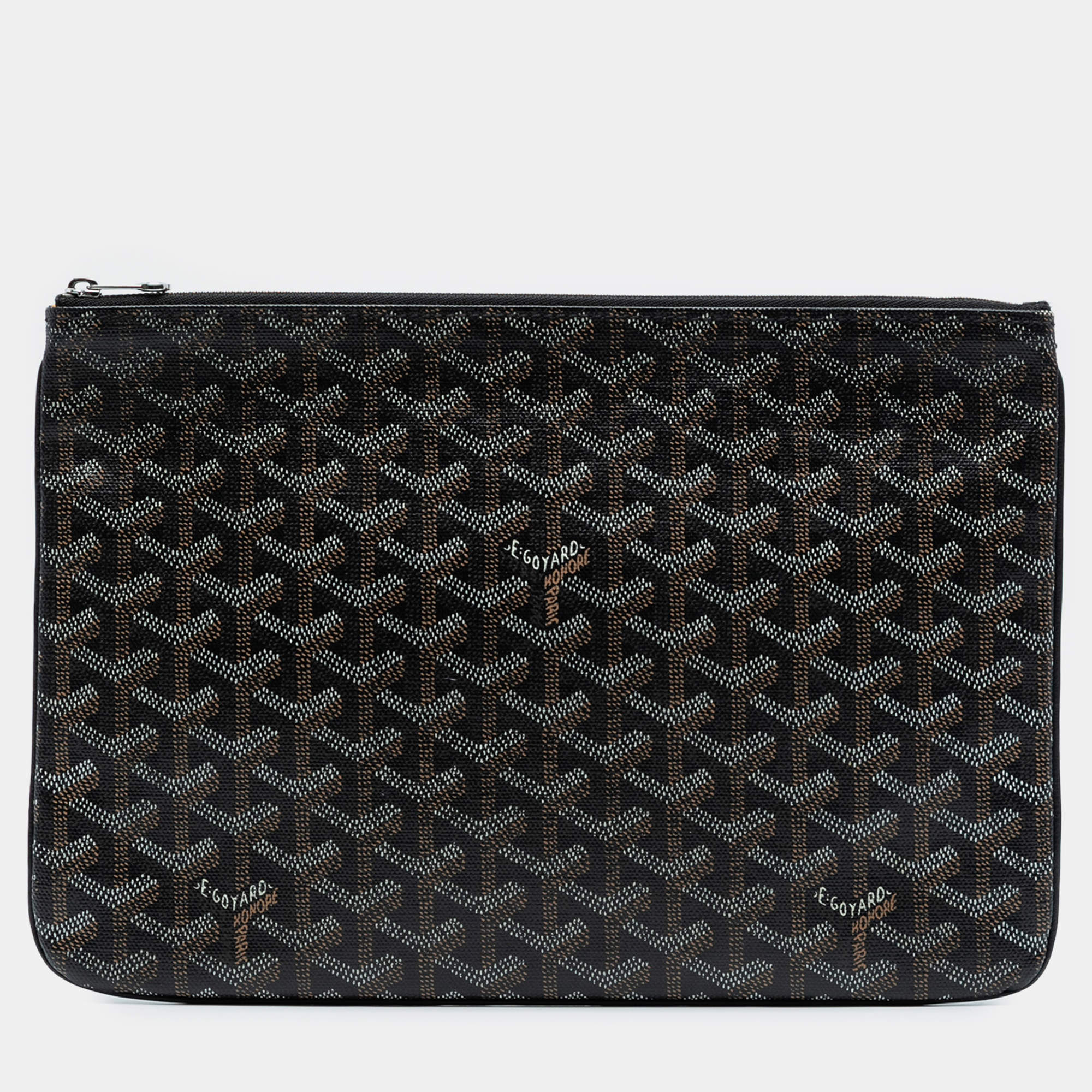 Pre Owned Goyard Black Goyardine Senat MM