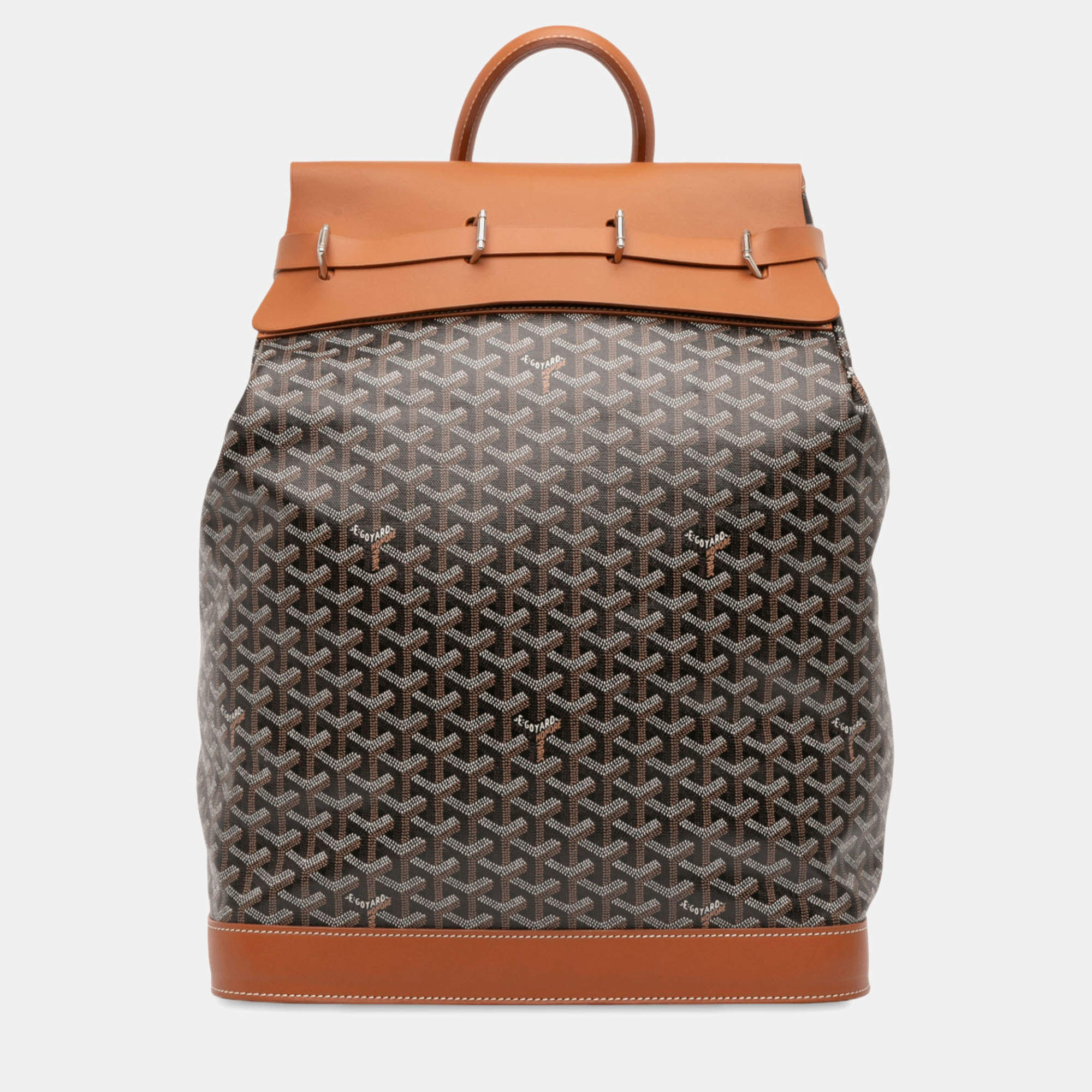 Pre Owned Goyard Black Brown Goyardine Steamer PM