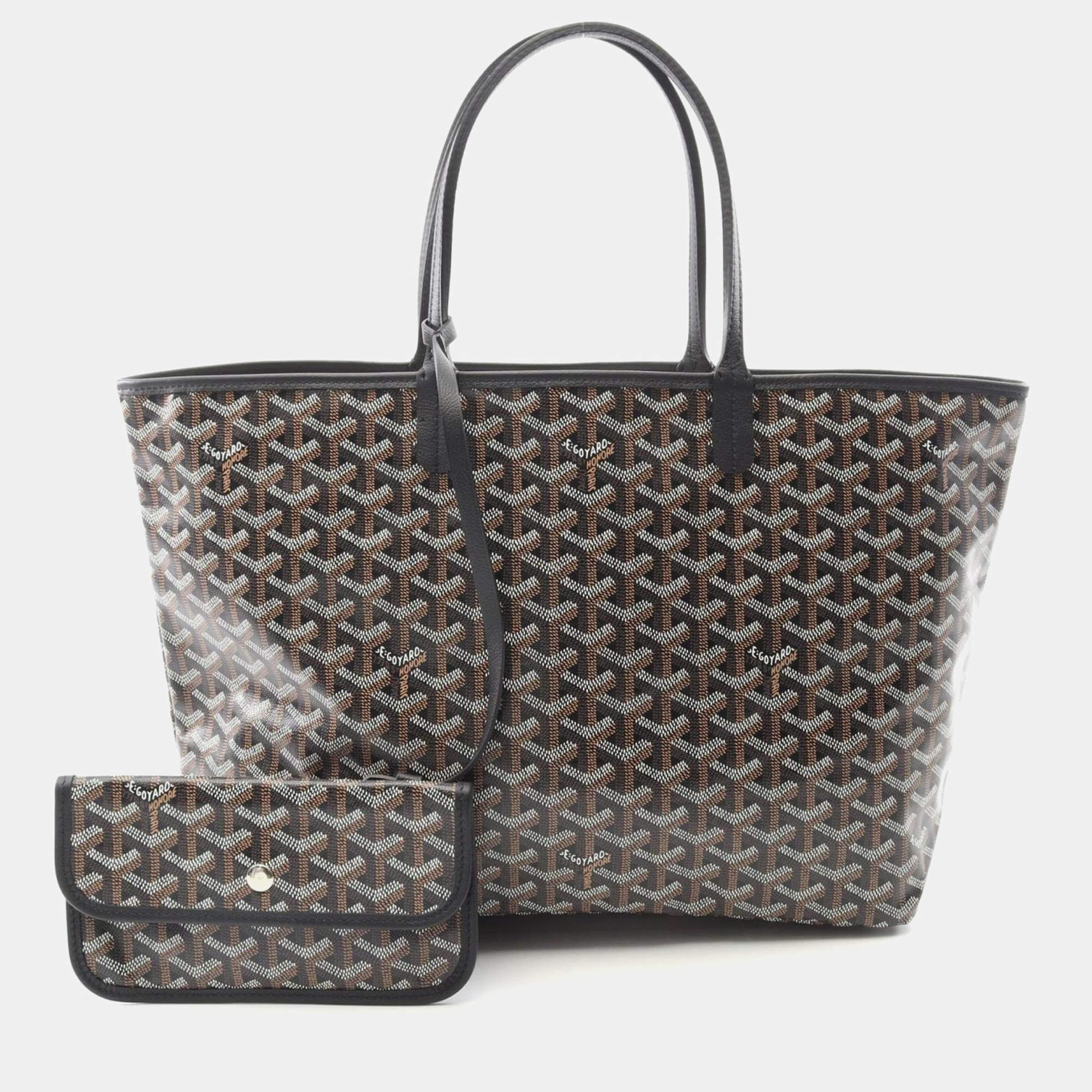 مملوكة مسبقًا Goyard Saint Louis Pm Tote Bag In Coated Canvas And Leather Black Multicolor