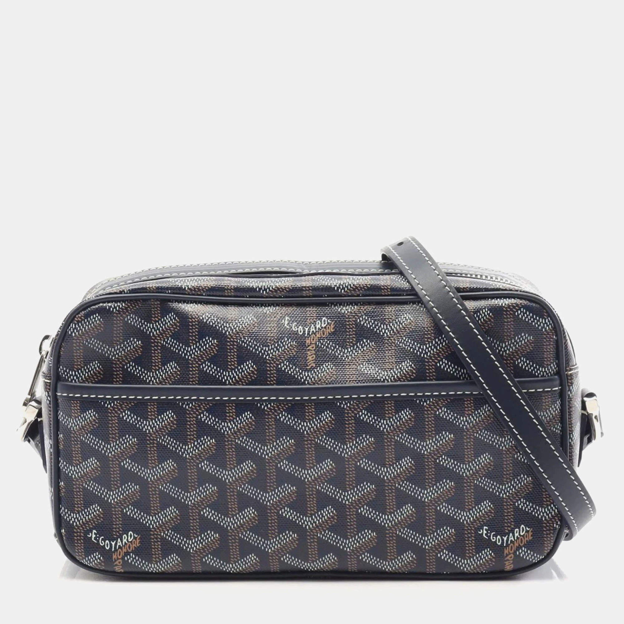 مملوكة مسبقًا Goyard Cap Vert Pm Shoulder Bag In Coated Canvas And Leather Navy Multicolor