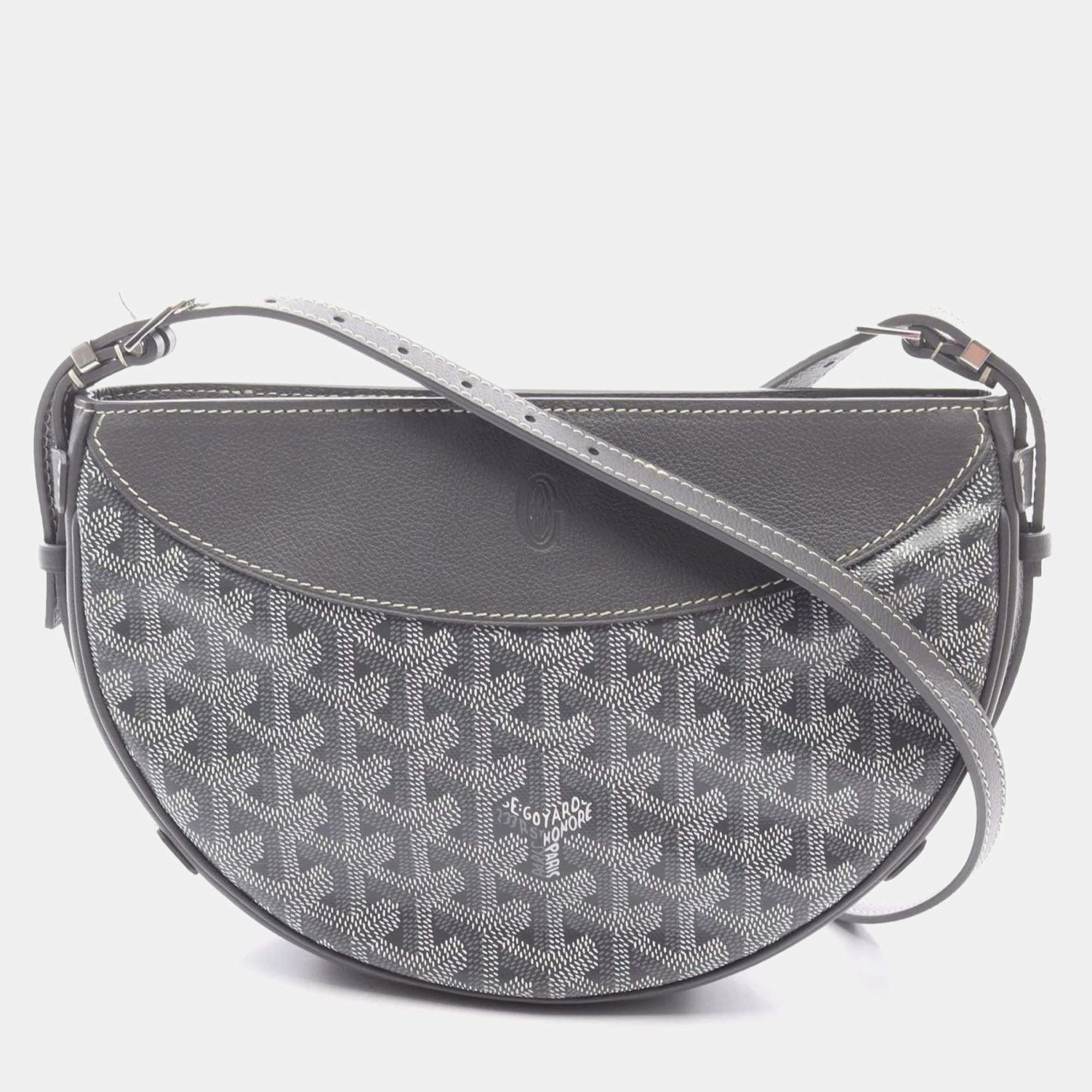 مملوكة مسبقًا Goyard Hirondelle Shoulder Bag In Coated Canvas And Leather Gray White.