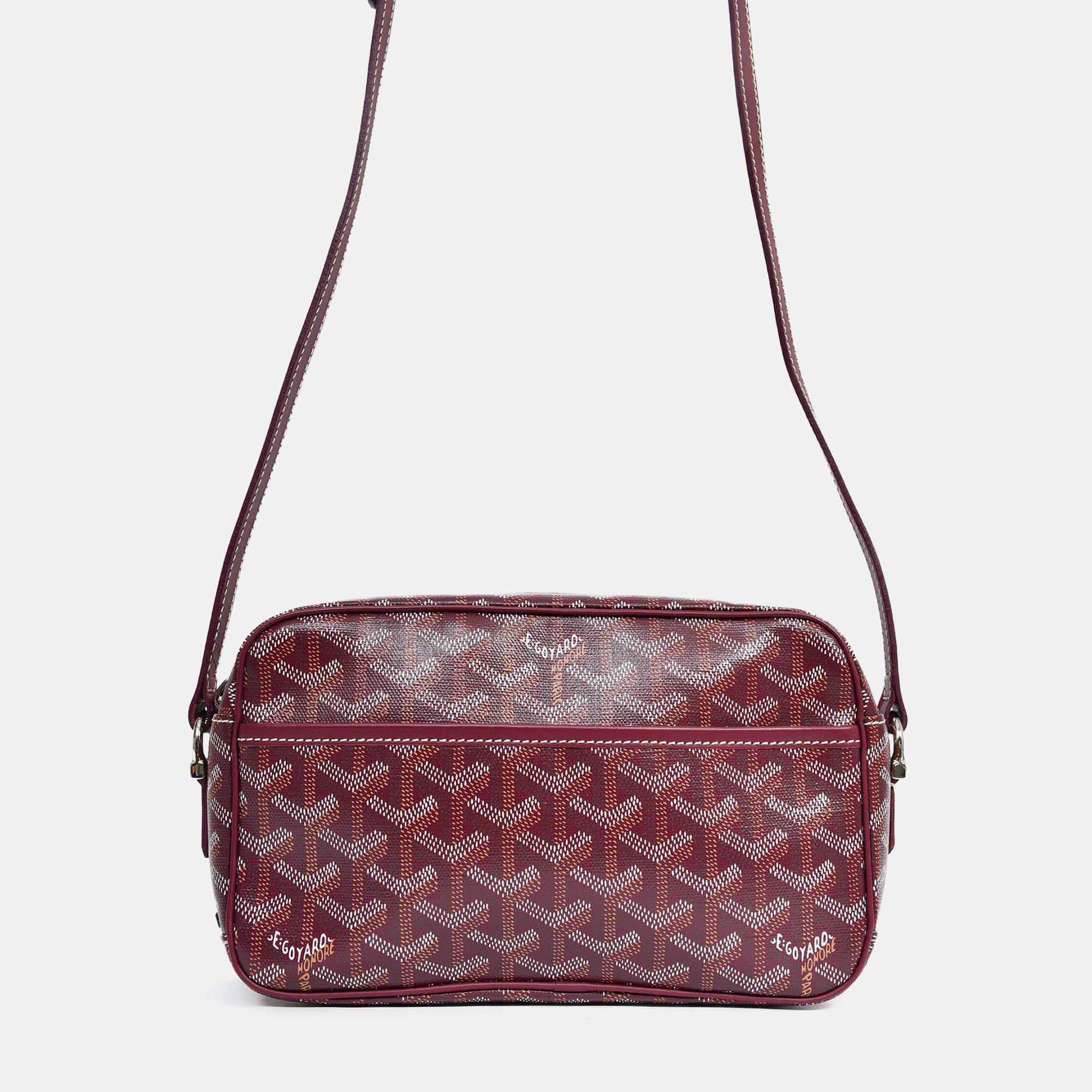 Pre Owned Goyard Burgundy Goyardine Canvas Cap-Vert PM Crossbody Bag