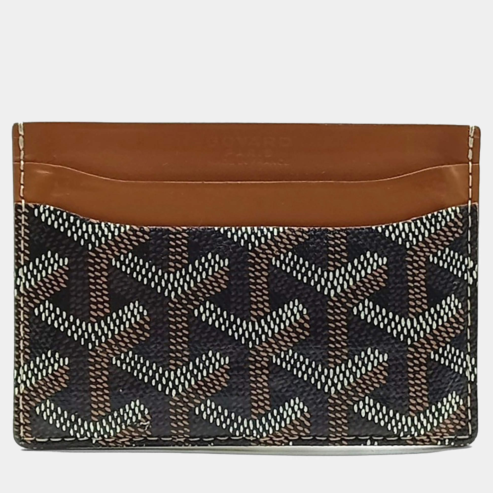 Pre Owned Goyard Brown Coated Canvas Card Wallet