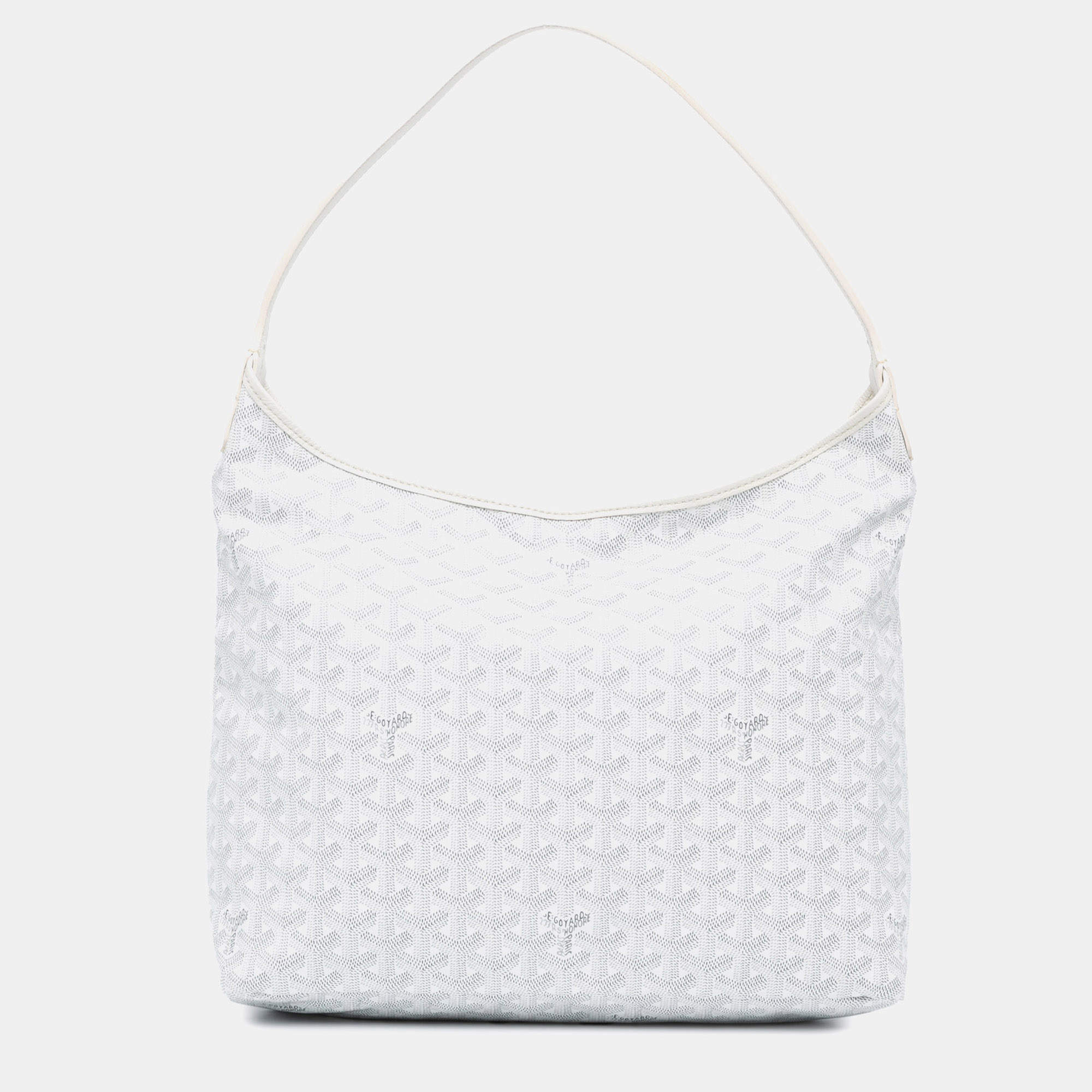 Pre Owned Goyard White Goyardine Boheme Hobo