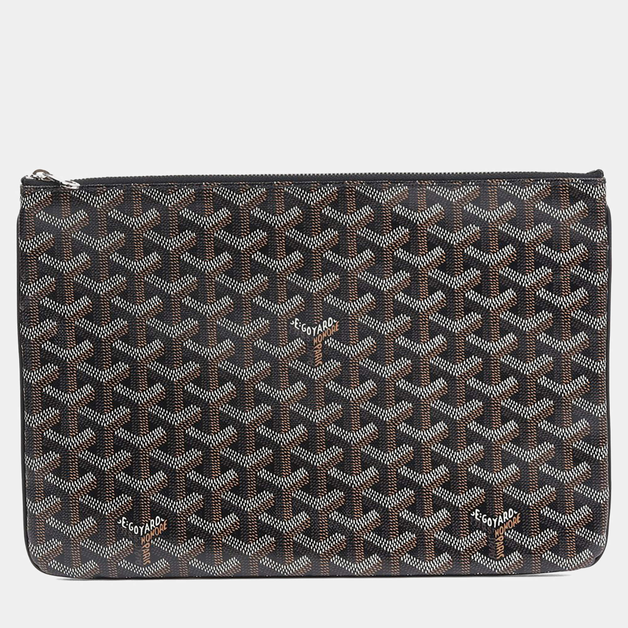 Pre Owned حقيبة كلتش جويارد سينا كانفاس مقوى سوداء متوسطة الحجم