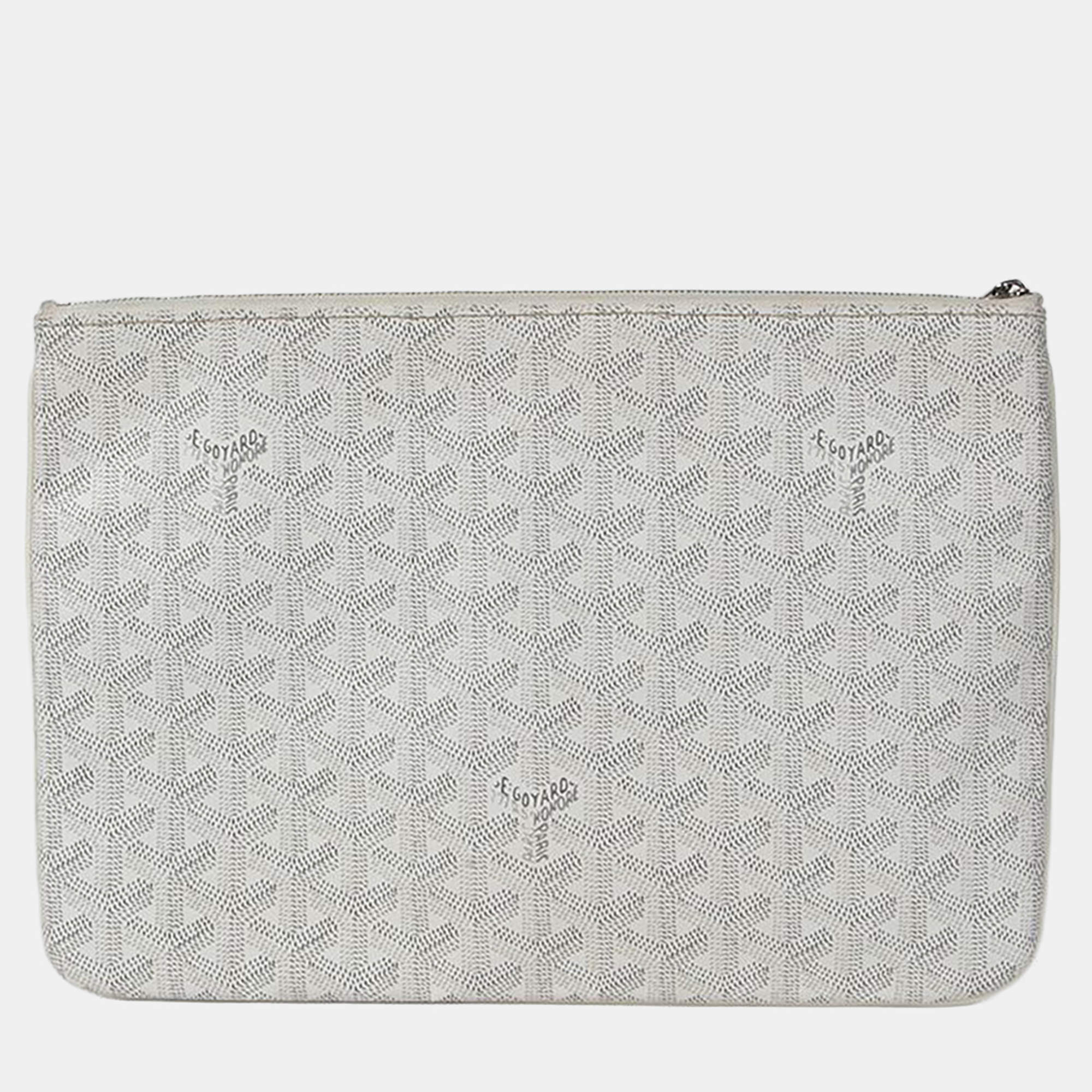 Pre Owned حقيبة كلتش جويارد جوياردين سينا قماش أبيض مقوى حجم متوسط