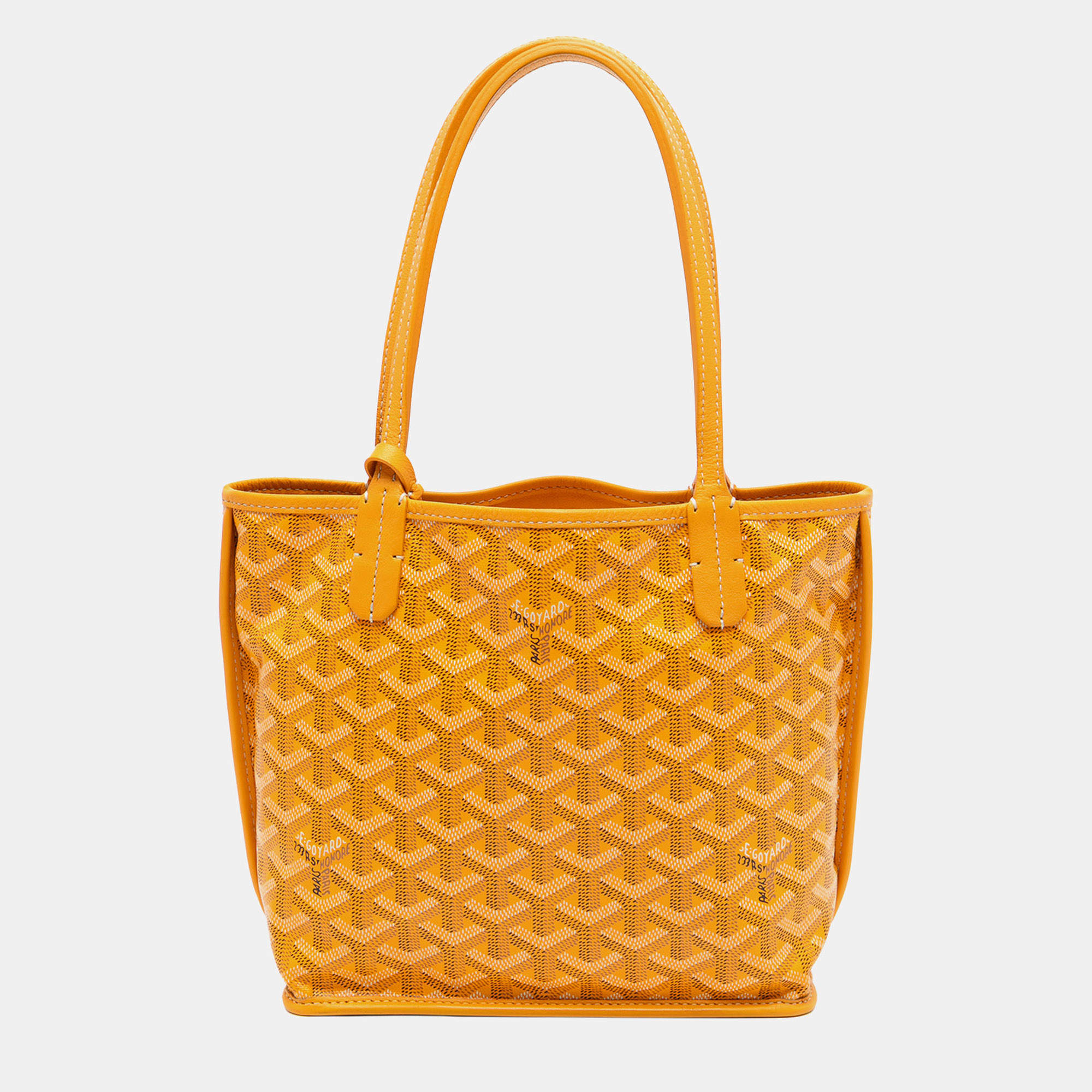 Pre Owned Goyard Yellow Mini Goyardine Reversible Anjou
