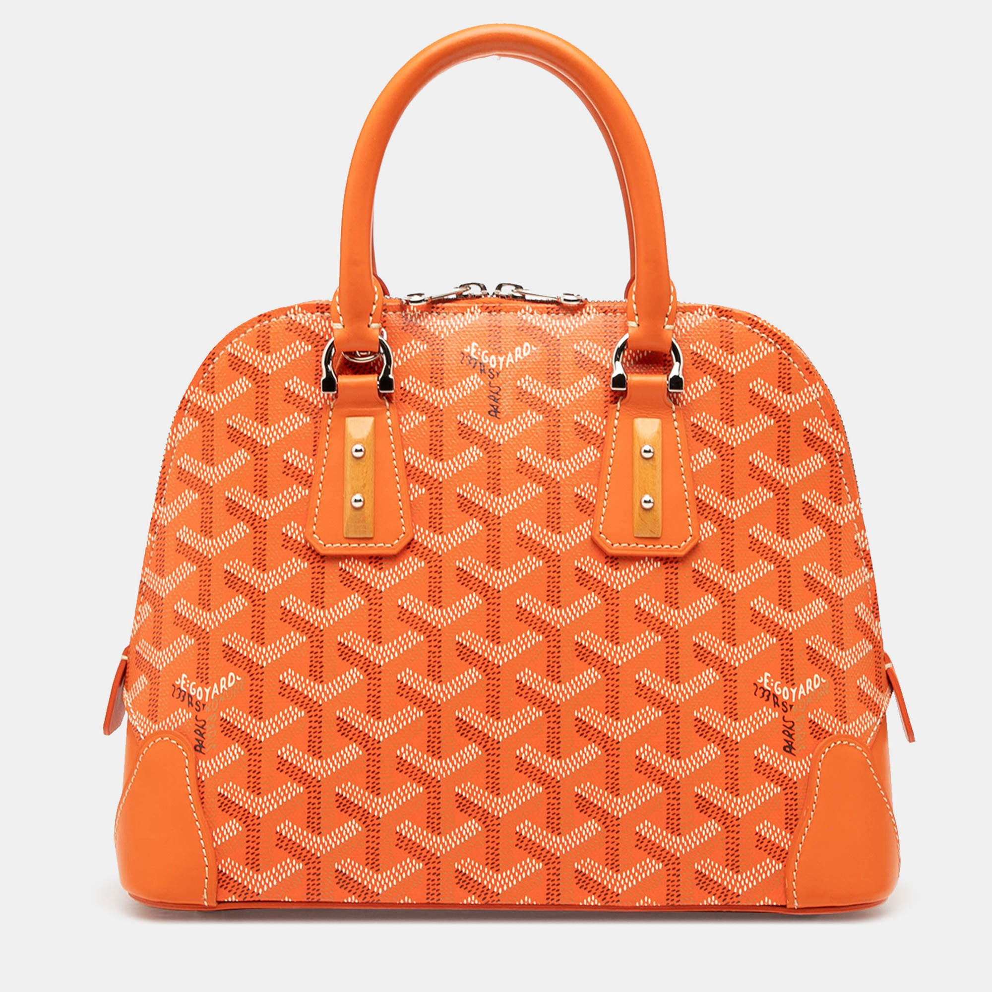 Pre Owned Goyard Orange Goyardine Vendome Mini