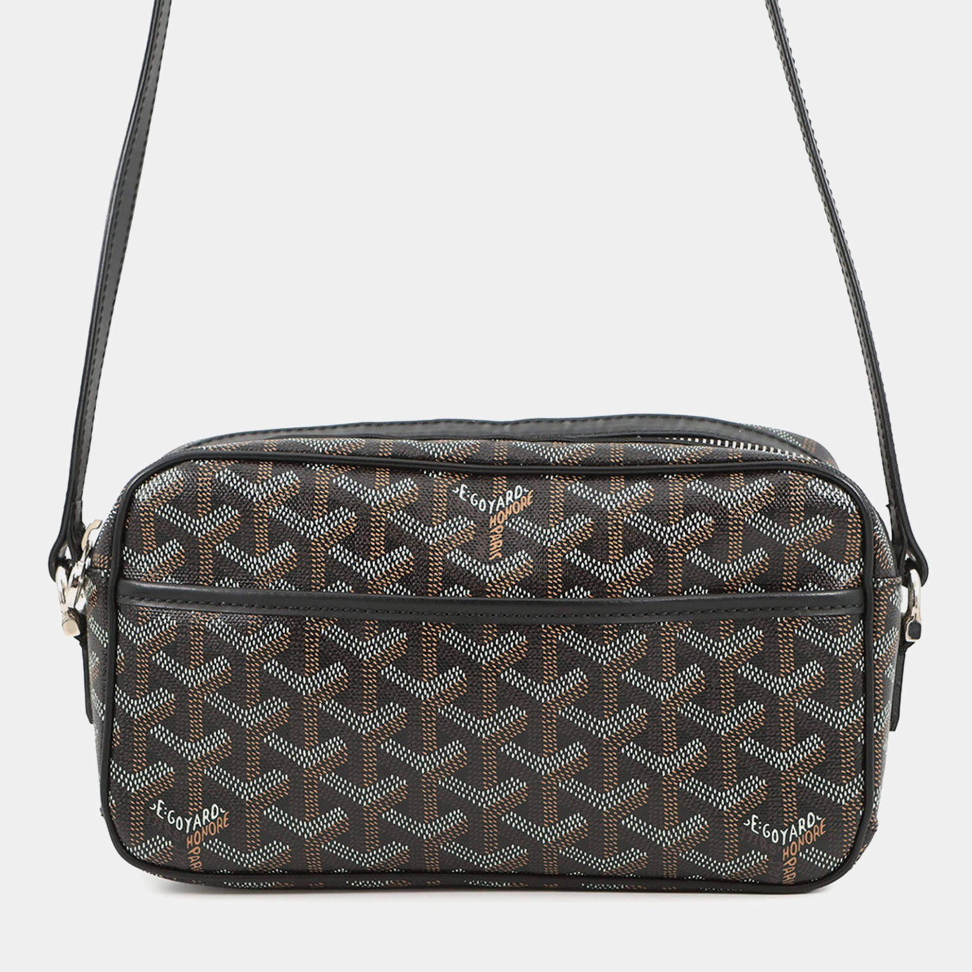 Pre Owned Goyard Cupvert Black Pvc Leather Size Pm