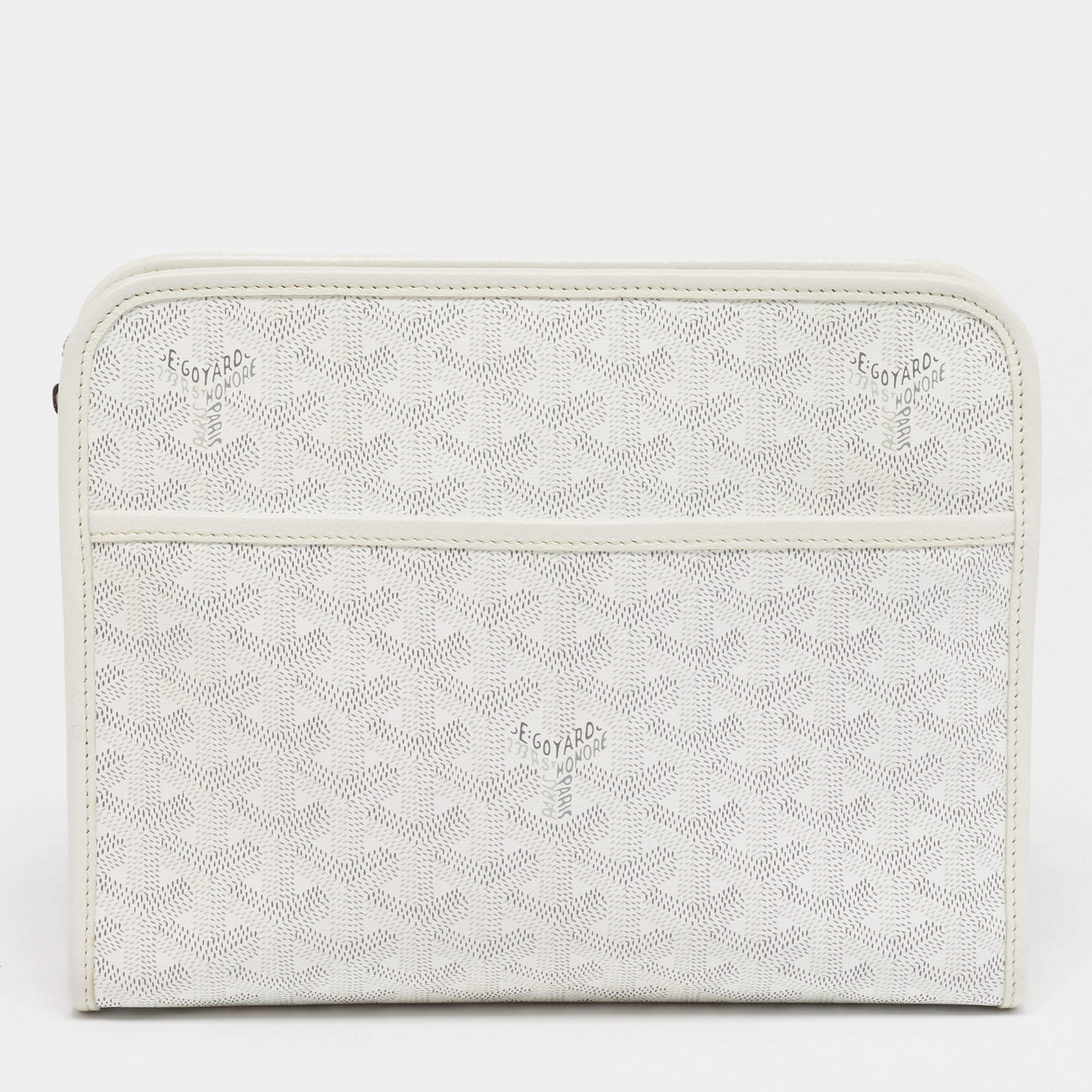 مملوكة مسبقًا Goyard Jouvence MM White Goyardine Coated Canvas and Leather Toiletry Bag