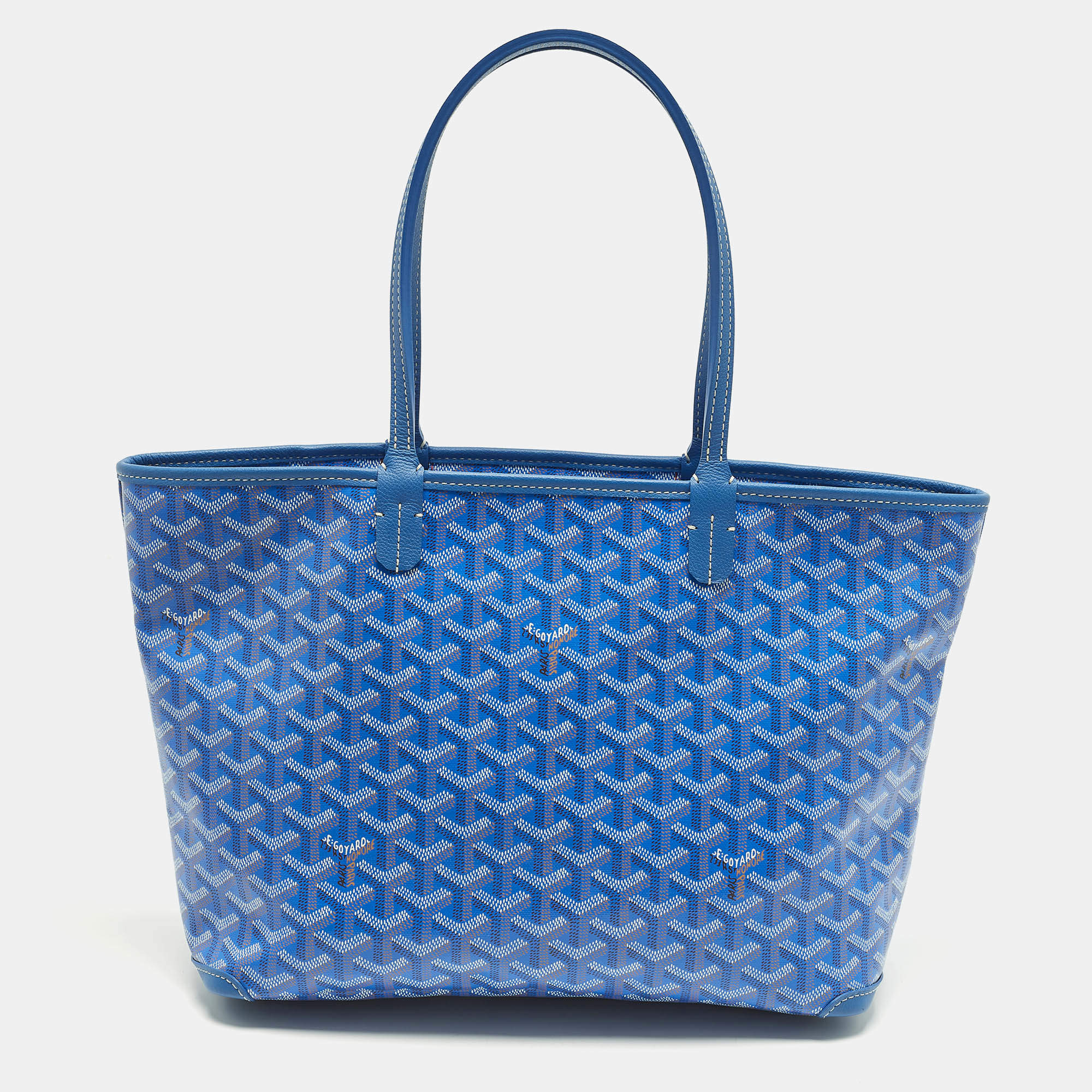Pre Owned Goyard Artois PM Blue Goyardine Coated Canvas Tote