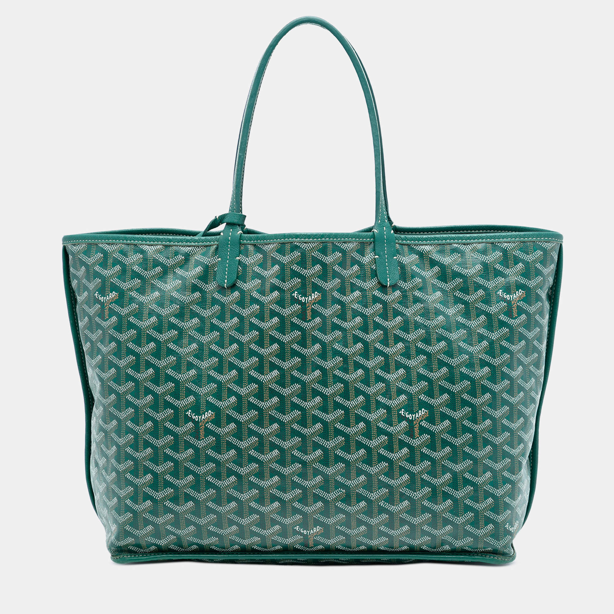 Pre Owned Goyard Green Goyardine Reversible Anjou PM
