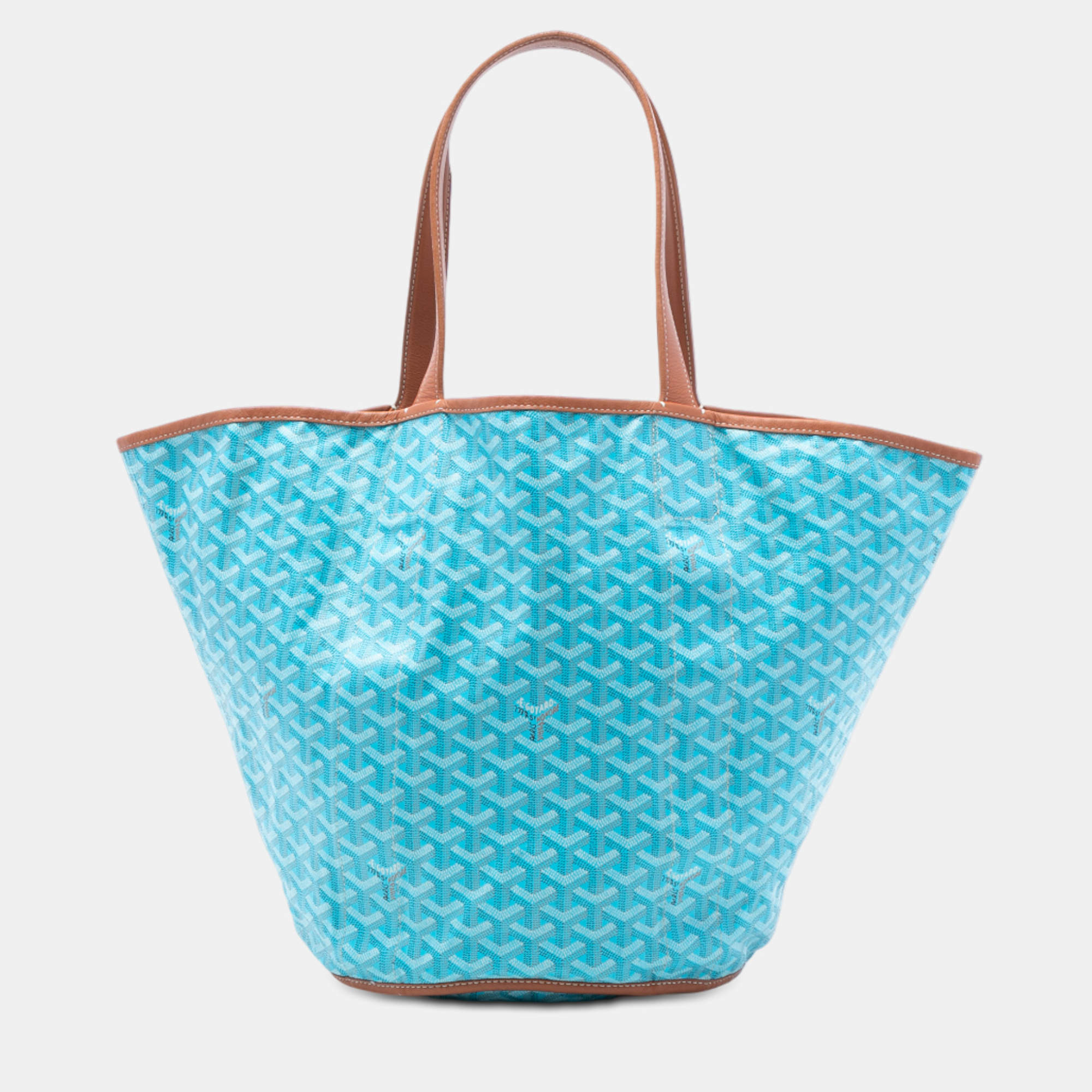Pre Owned Goyard Blue Goyardine Reversible Belharra Tote
