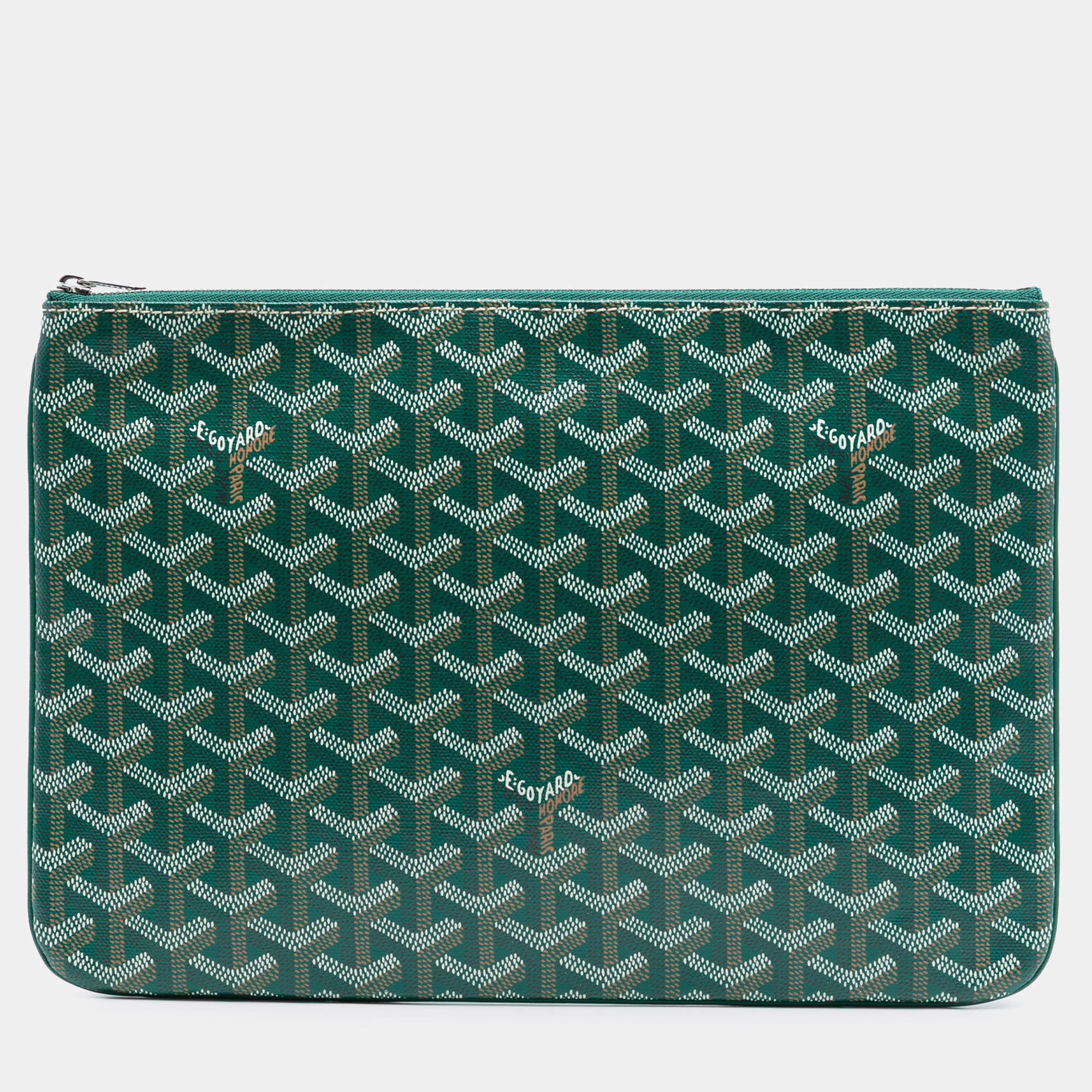 Pre Owned Goyard Green Goyardine Senat MM