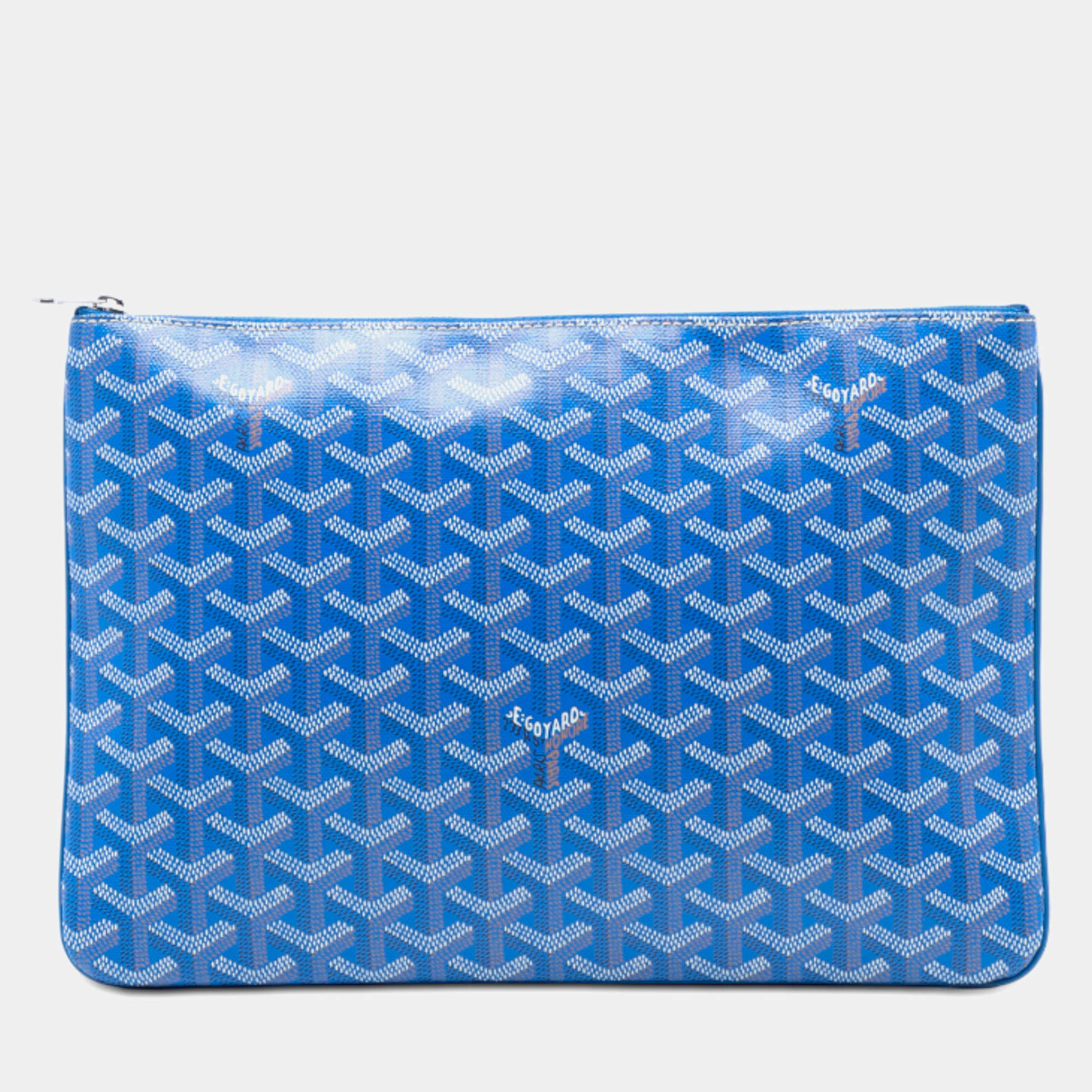 Pre Owned Goyard Blue Goyardine Senat MM