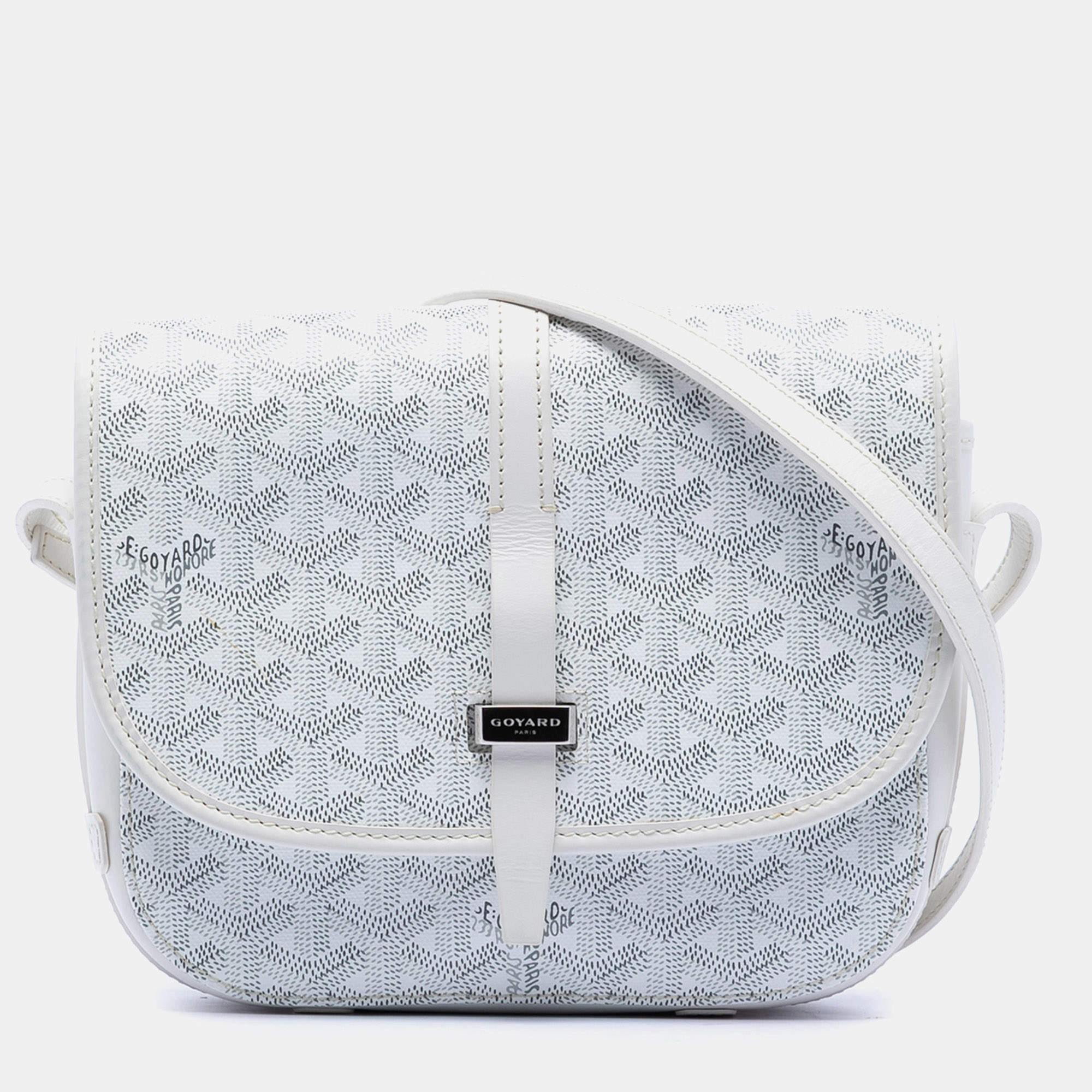Pre Owned Goyard White Goyardine Belvedere II PM