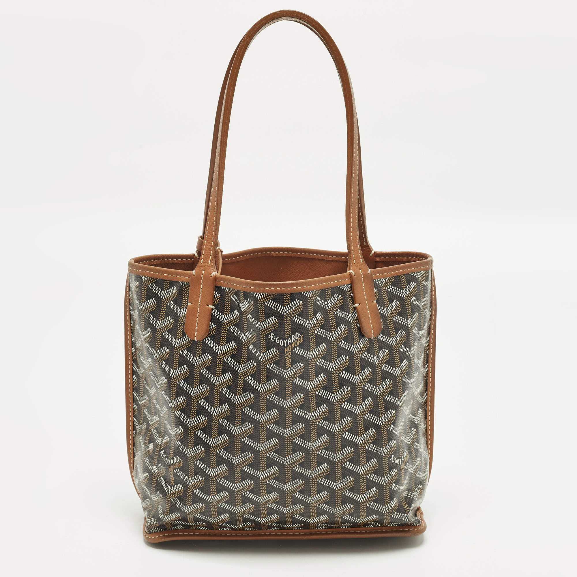 Pre Owned حقيبة يد غويارد أنجو صغيرة قماش مقوى غوياردين بني