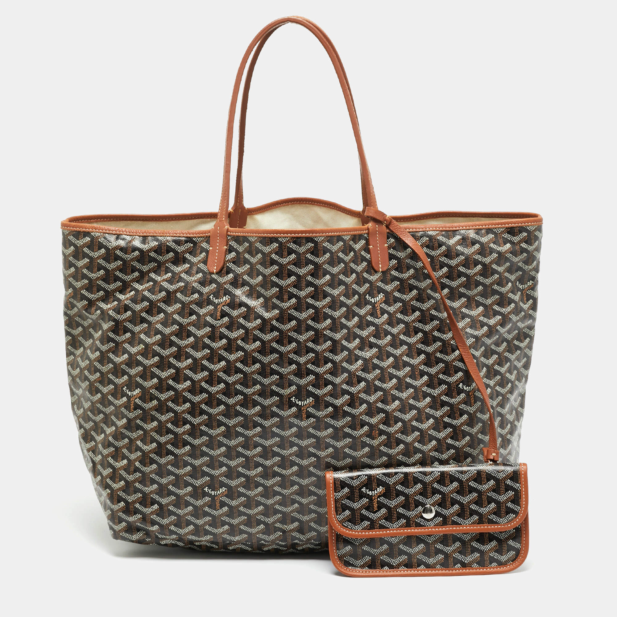 Pre Owned Goyard Saint Louis GM Brown Goyardine Coated Canvas Tote