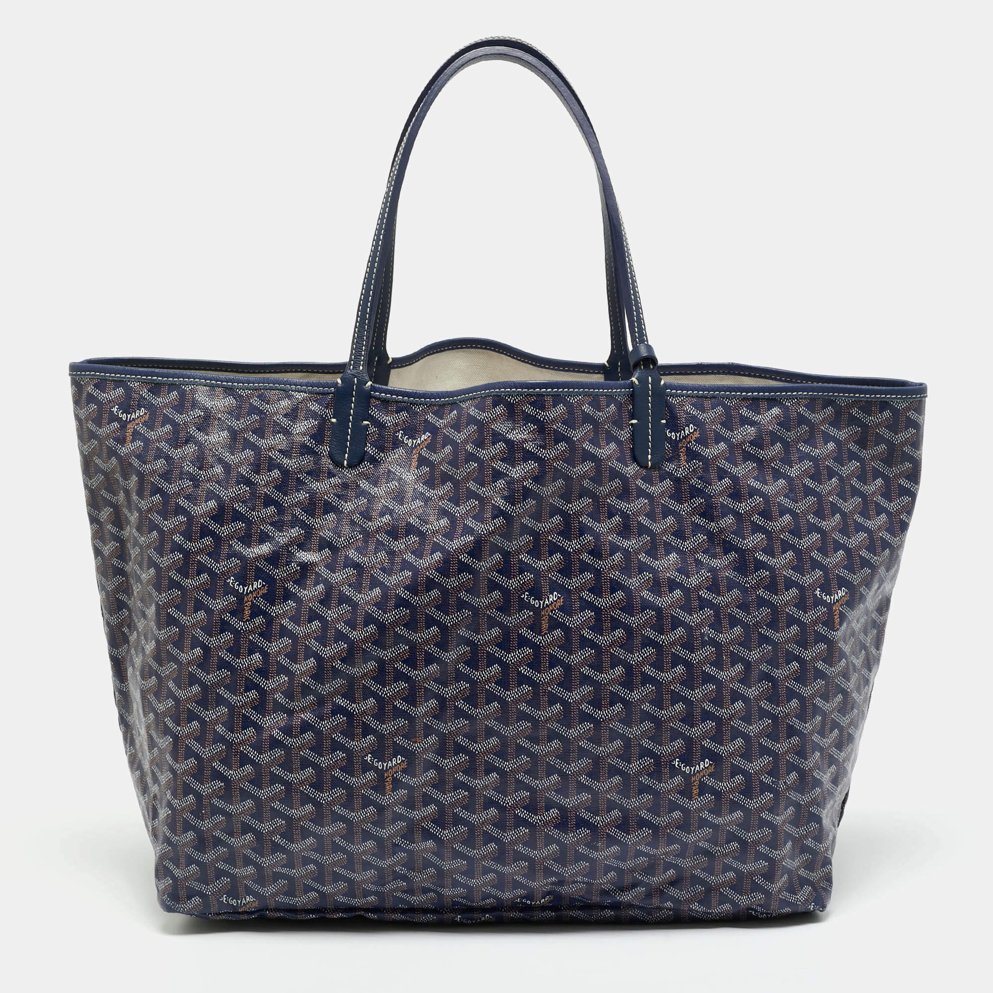 Pre Owned Goyard Saint Louis GM Blue Goyardine Coated Canvas Tote