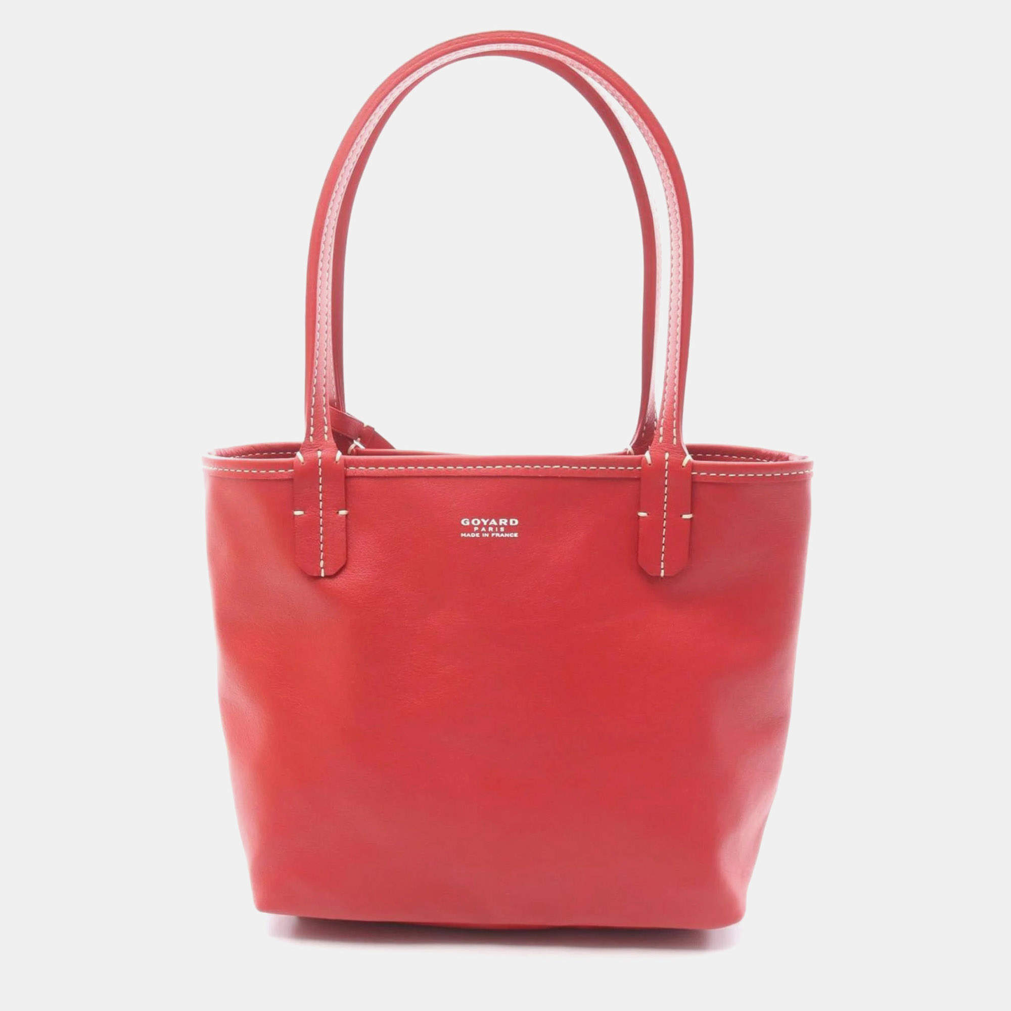 Pre Owned Goyard Anjou Mini Handbag In Coated Canvas And Leather Red Multicolored