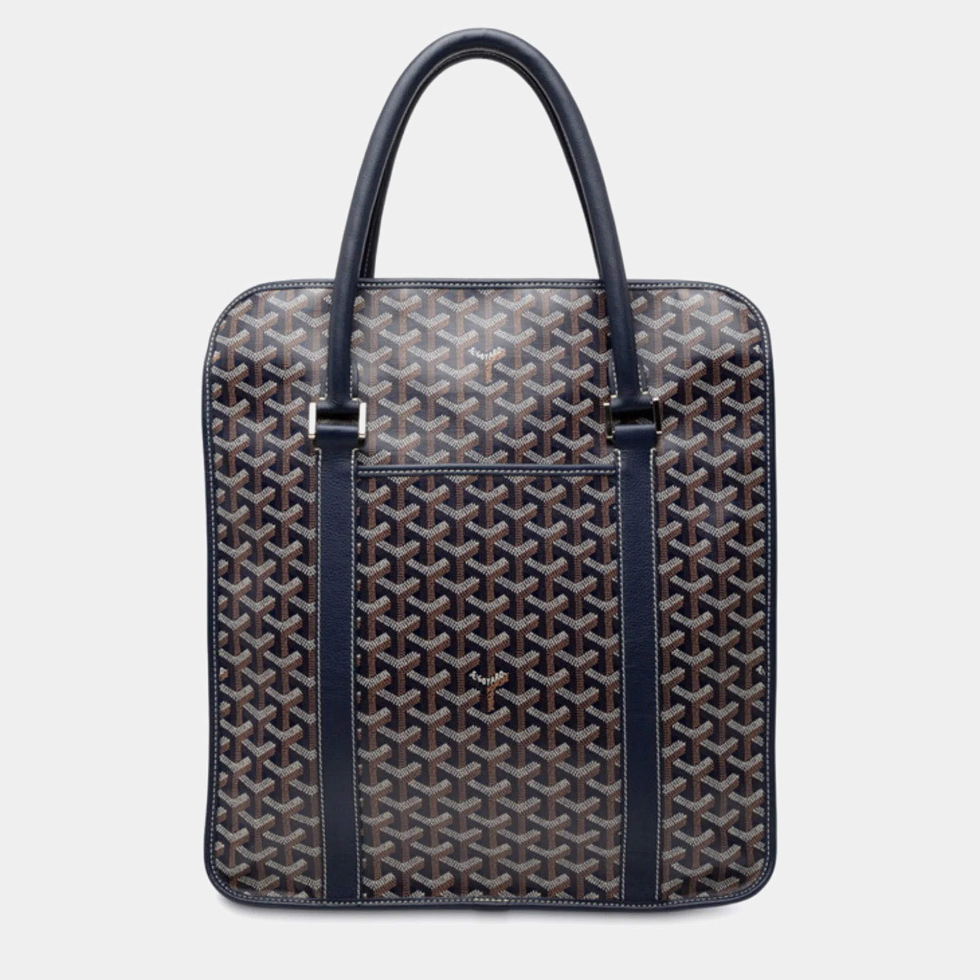 Pre Owned Goyard Burgundy Tote Bag Navy Leather