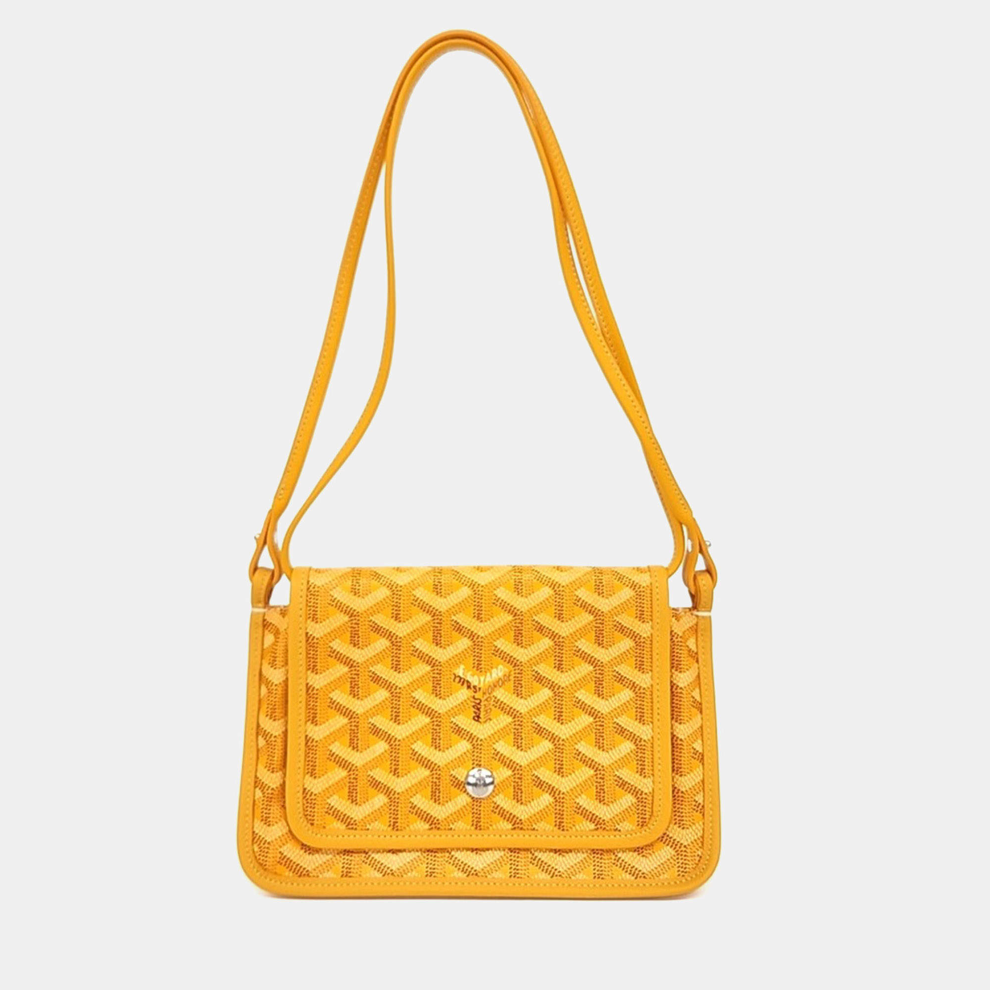 Pre Owned Goyard Yellow Burgundy Coated Canvas Plume