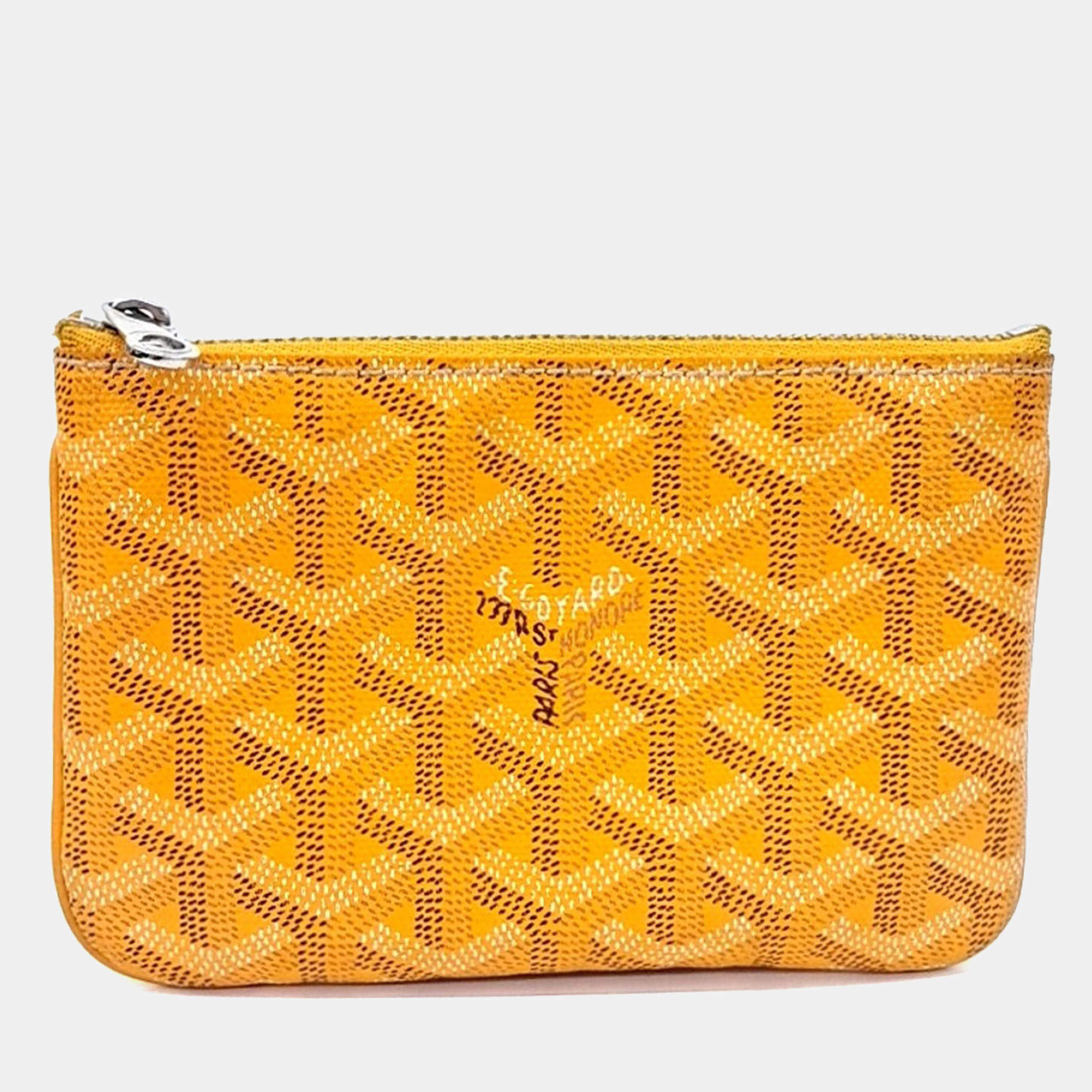 Pre Owned Goyard Yellow Canvas Sena Mini Pouch