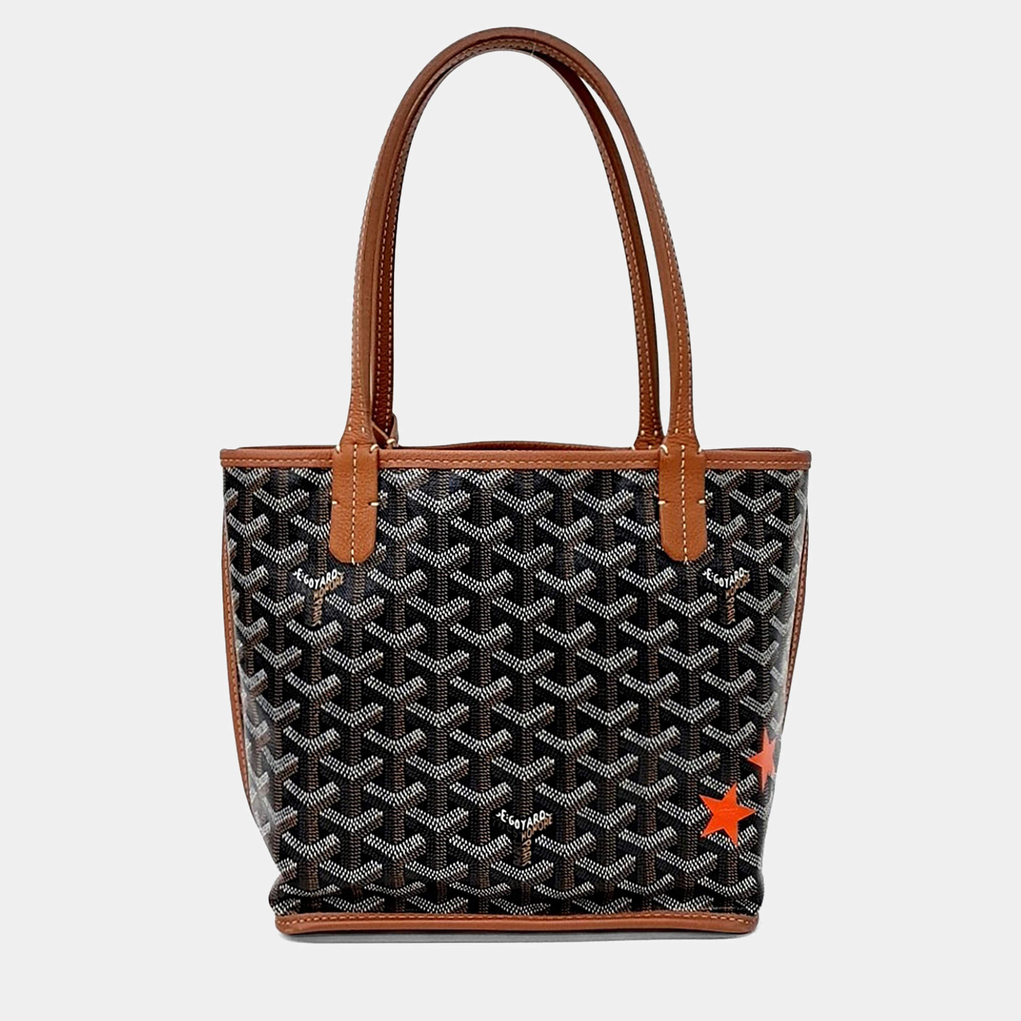 Pre Owned Goyard Black Brown Canvas and Leather Macage Mini Anjou Bag