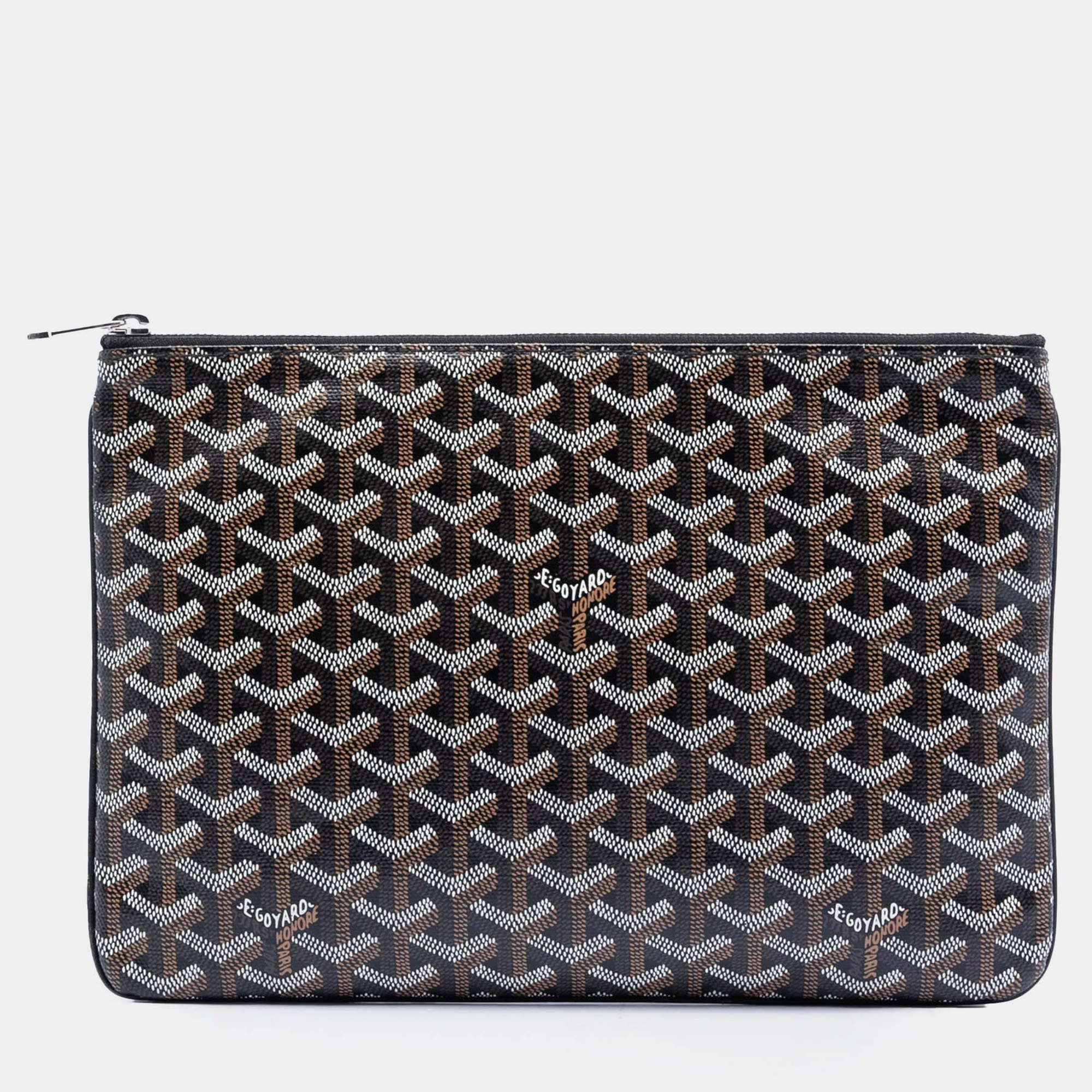 Pre Owned Goyard Black Goyardine Senat MM