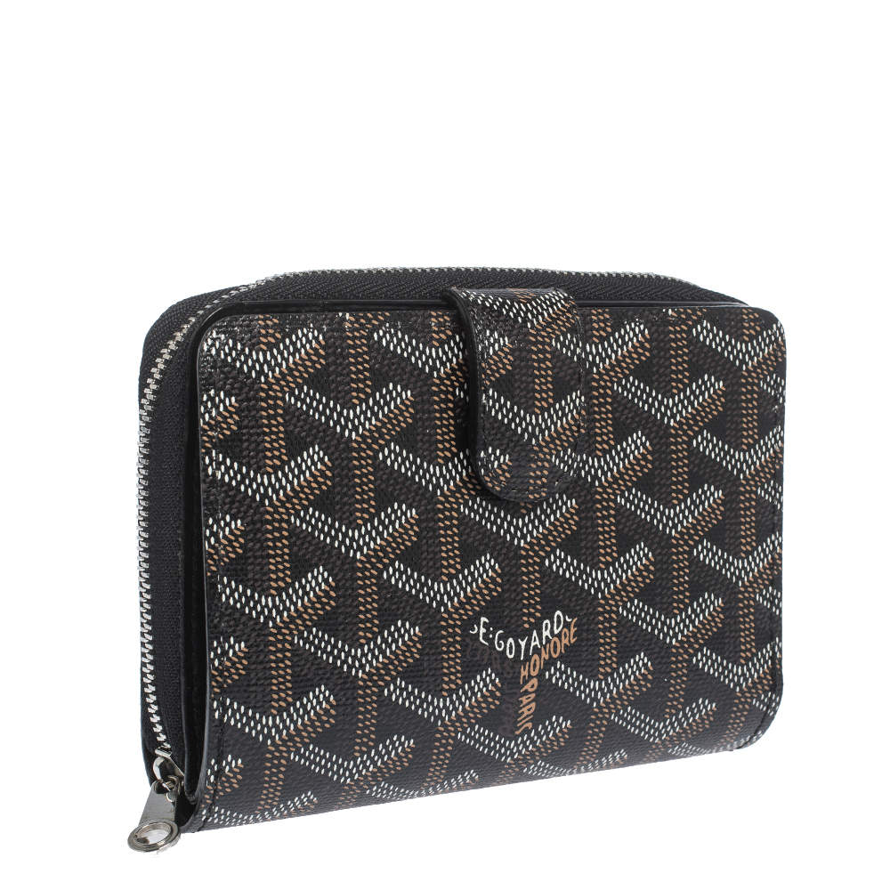 Goyard Black Coated Canvas Goyardine Tuileries Zip Compact Wallet Goyard