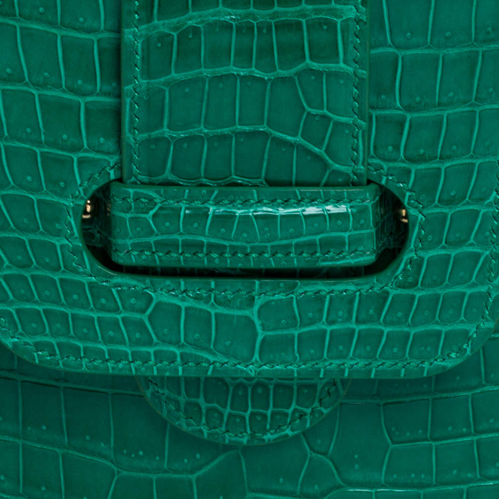 Goyard Green Crocodile Saigon PM Top Handle Bag Goyard