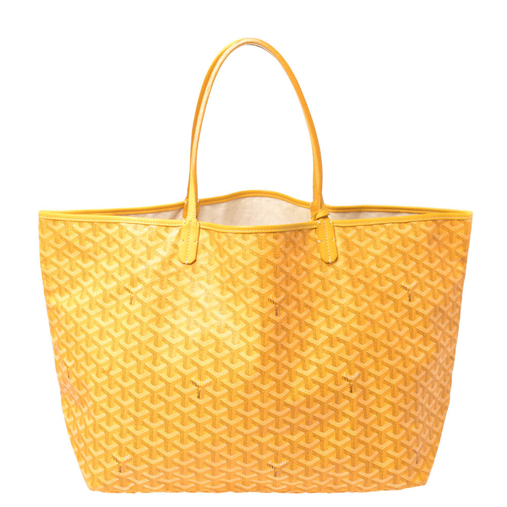 Pre Owned Goyard Mustard Goyardine Coated Canvas St. Louis GM Tote