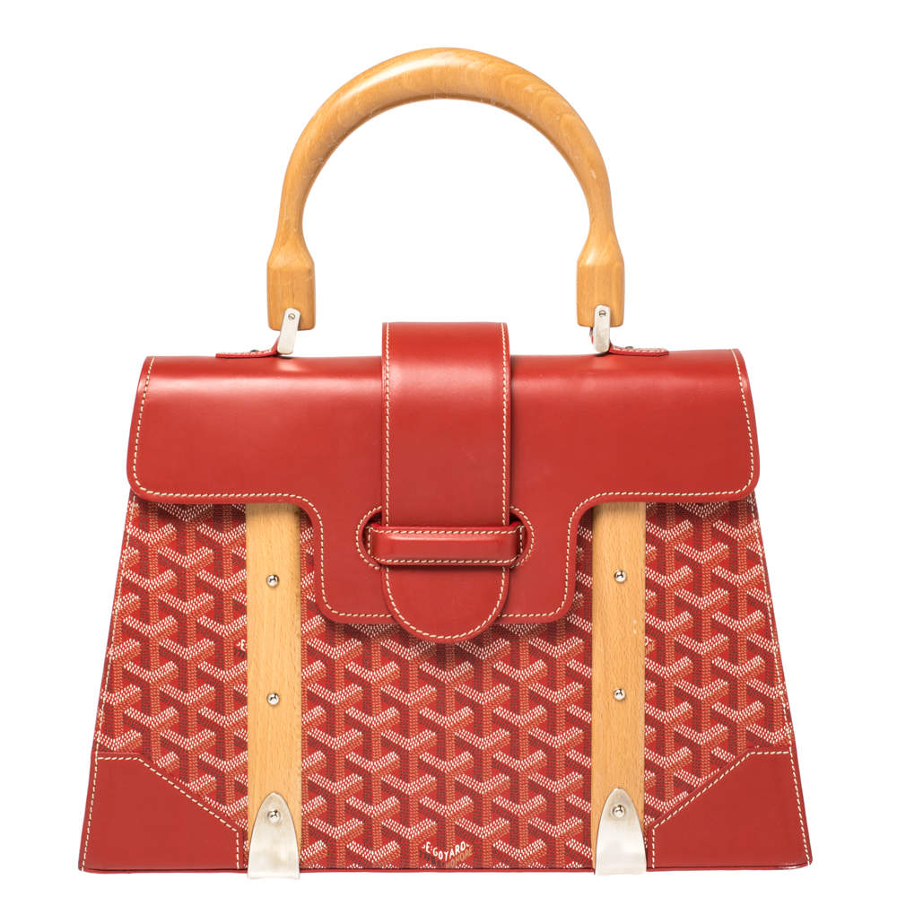 Pre Owned حقيبة غويارد سايغون يد علوية جلد و كانفاس مقوى غوياردين أحمر