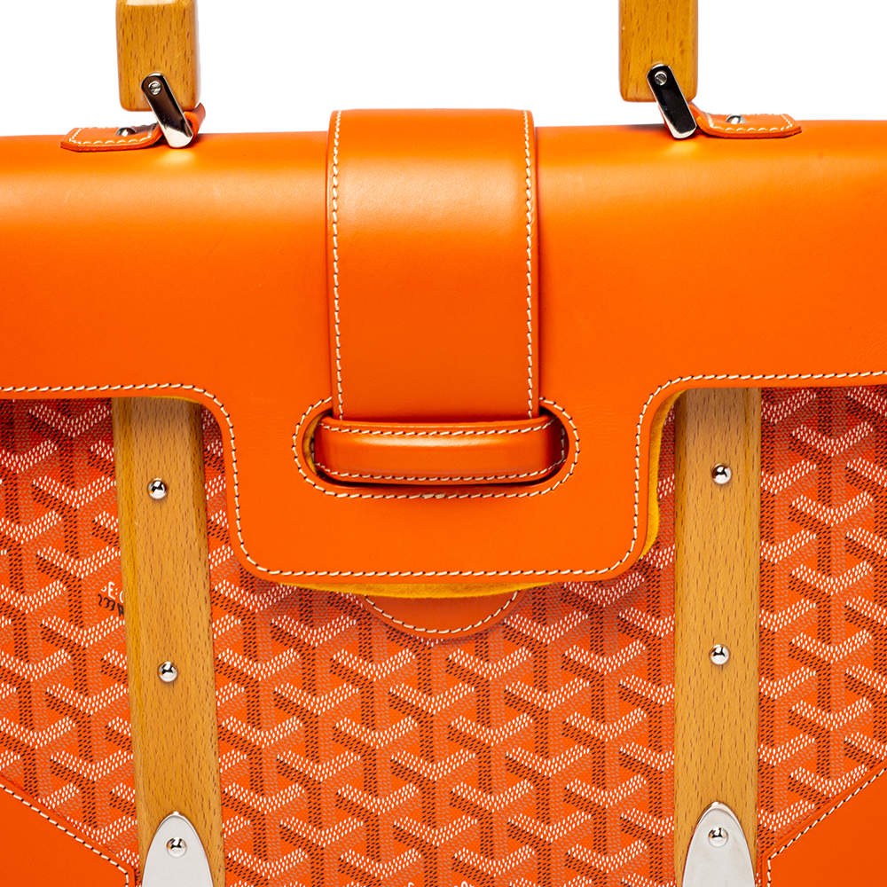 Goyard Orange Goyardine Saigon PM Leather Cloth Pony-style calfskin Cloth  ref.1020624 - Joli Closet