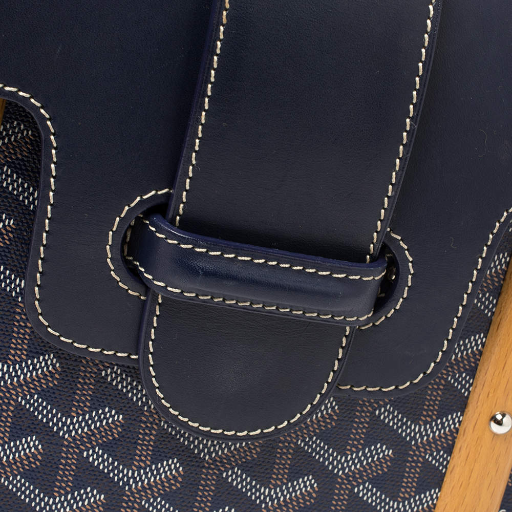 Goyard Saigon Structure PM Navy Blue Goyardine Palladium Hardware