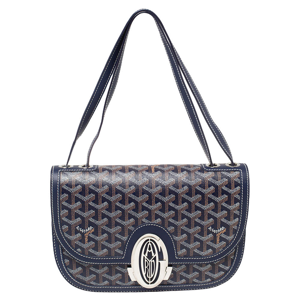 Goyard Blue Goyardine Coated Canvas 223 PM Shoulder Bag