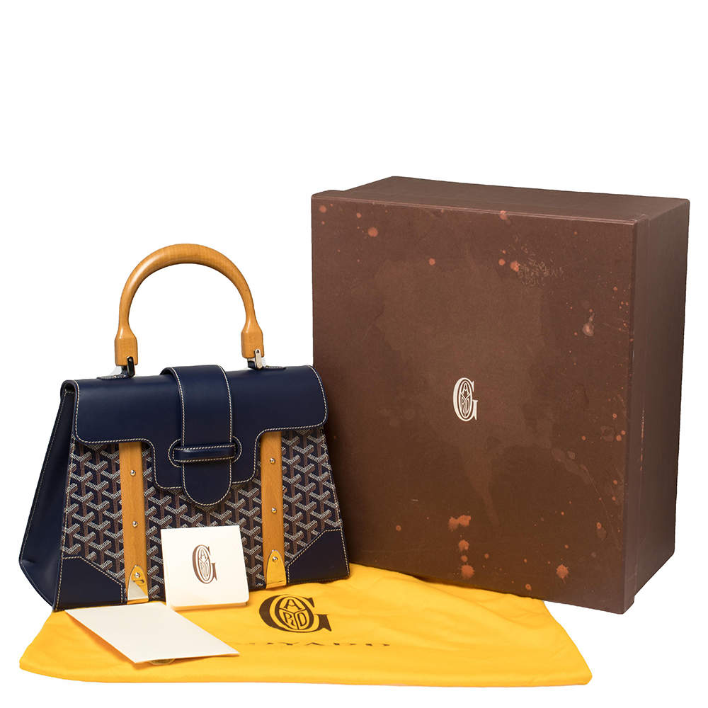 Goyard Navy Blue Goyardine Coated Canvas and Leather Saigon MM Top