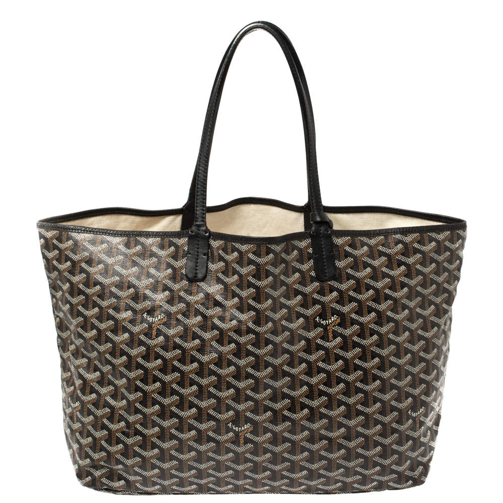 Pre Owned Goyard Black Goyardine Coated Canvas Saint Louis PM Tote