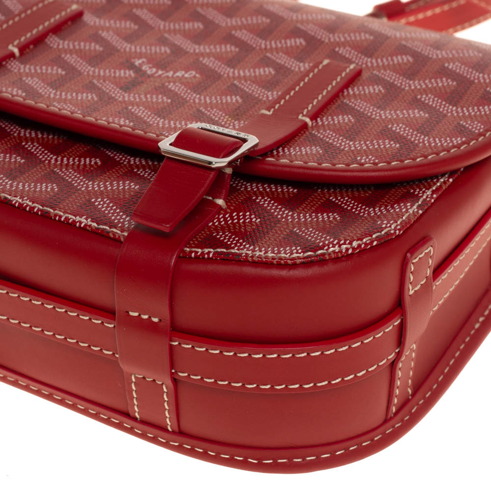 Goyard Red Goyardine Belvedere PM Leather Cloth Pony-style calfskin Cloth  ref.547052 - Joli Closet
