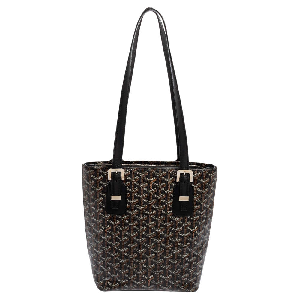 Pre Owned Goyard Black Goyardine Coated Canvas Marie Galante PM Bag