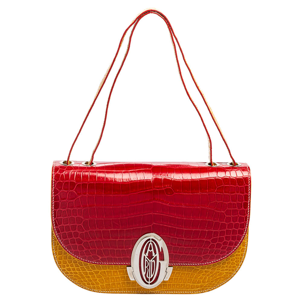 Pre Owned Goyard Red/Mustard Crocodile 223 PM Bag