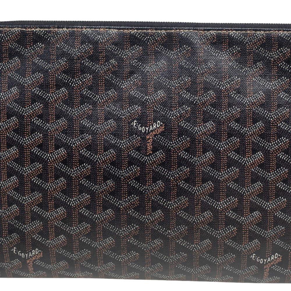 $775 • Buy Goyard Senat PM Clutch Handbag Black Brown Leather