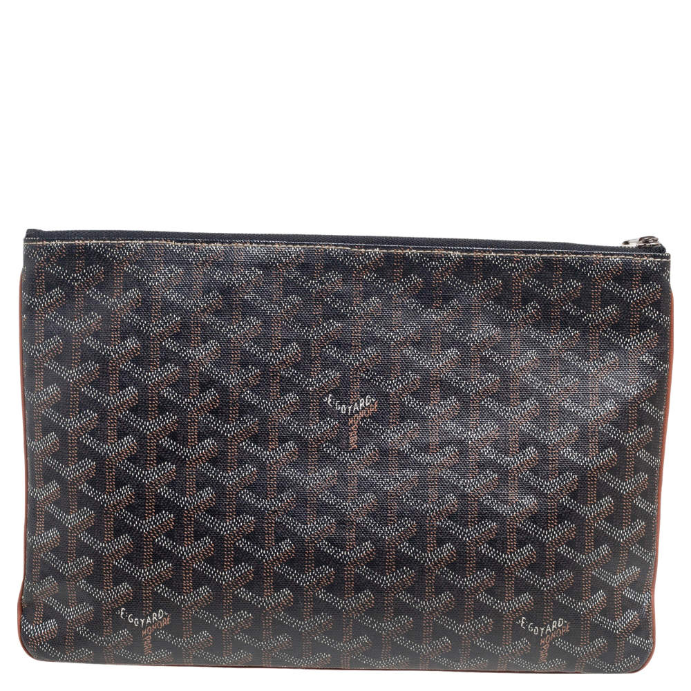 Goyard Black Goyardine Coated Canvas Senat Pouch Clutch Mm