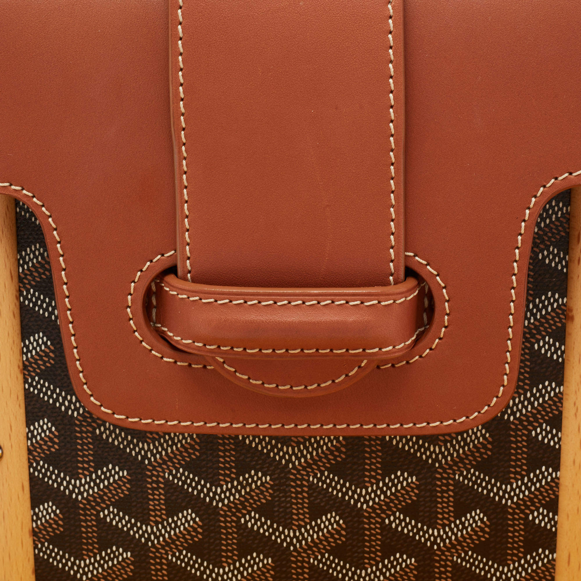 Goyard Black Goyardine Canvas Saigon PM Brown Leather ref.875898 - Joli  Closet