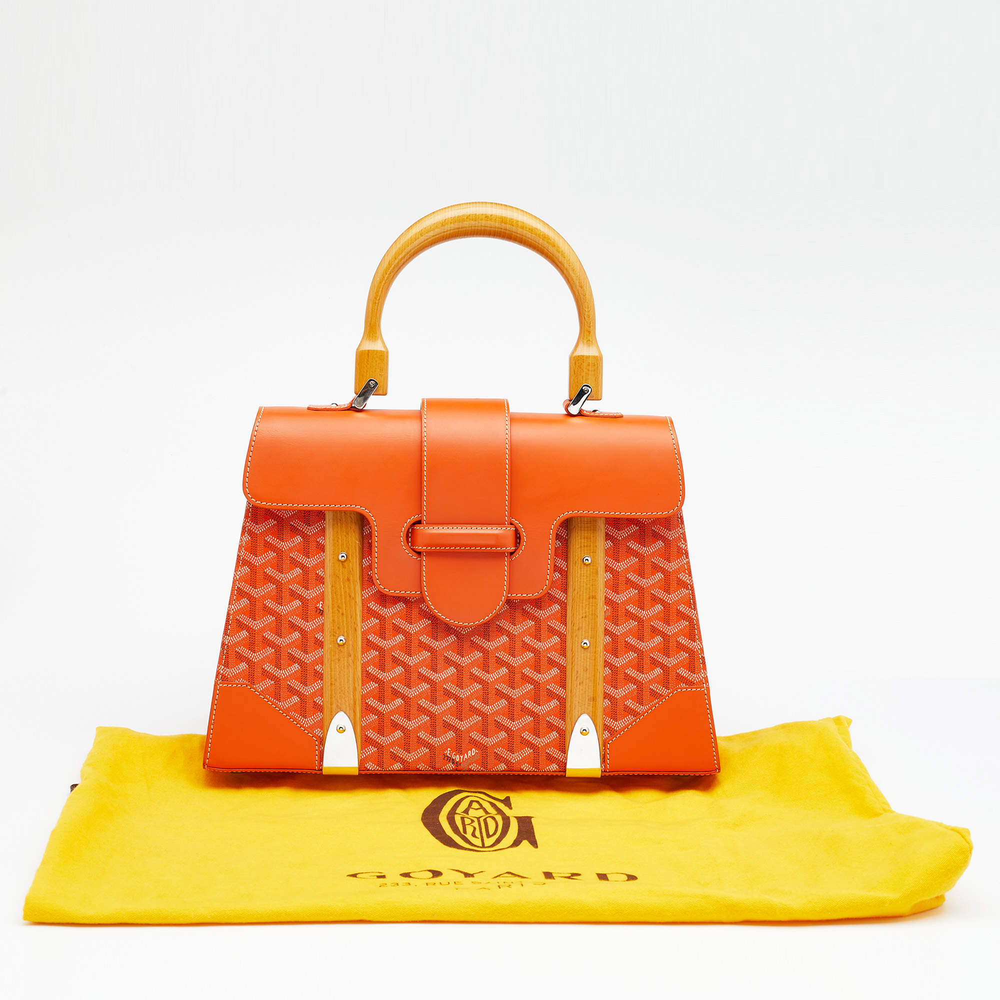 Goyard Orange Coated Canvas and Leather MM Saigon Top Handle Bag Goyard