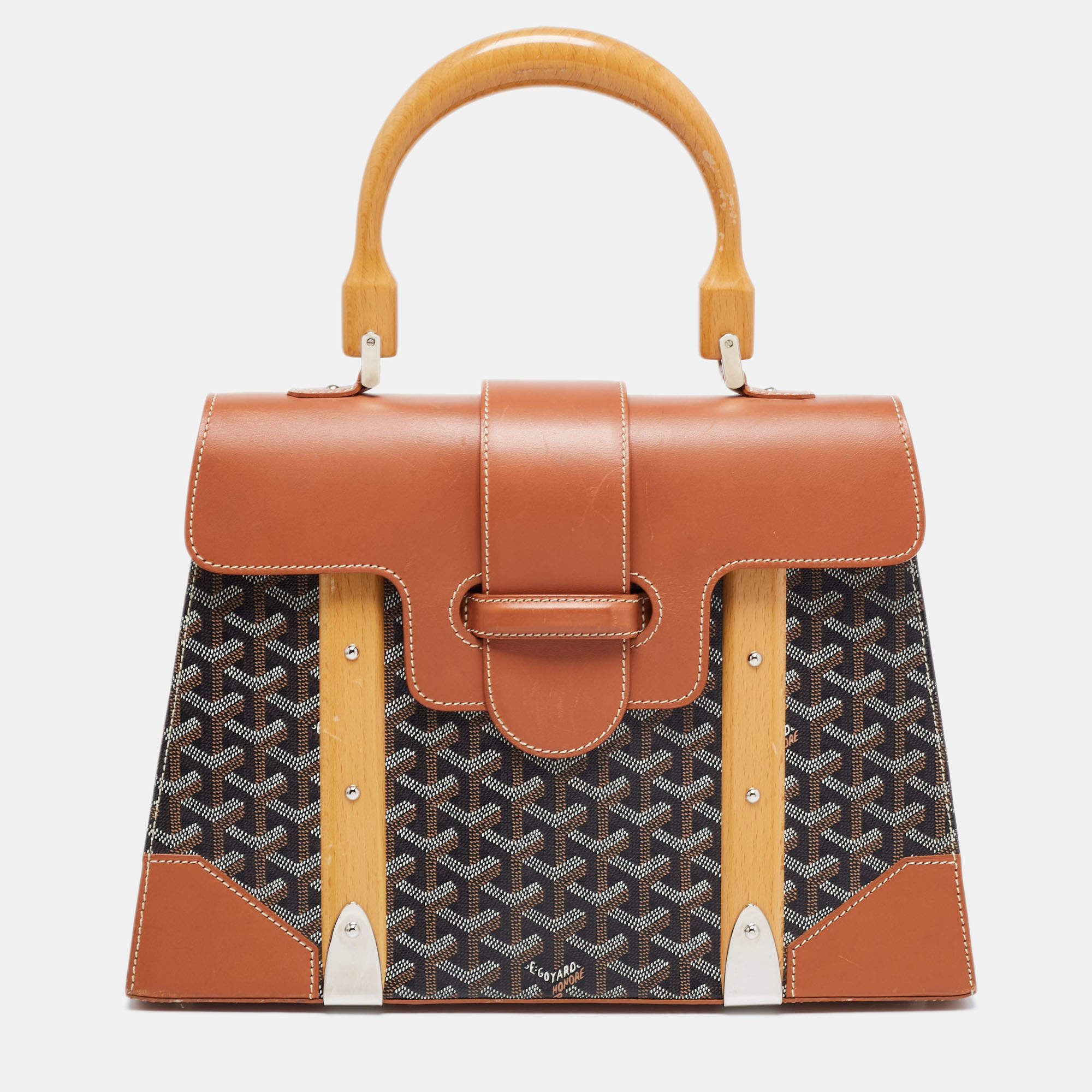 Saigon MM Tote Bag in Blue Colour Monogram Goyardine Canvas, Beech Wood,  and Leather. Goyard. 21st Century., Handbags and Accessories Online, Ecommerce Retail