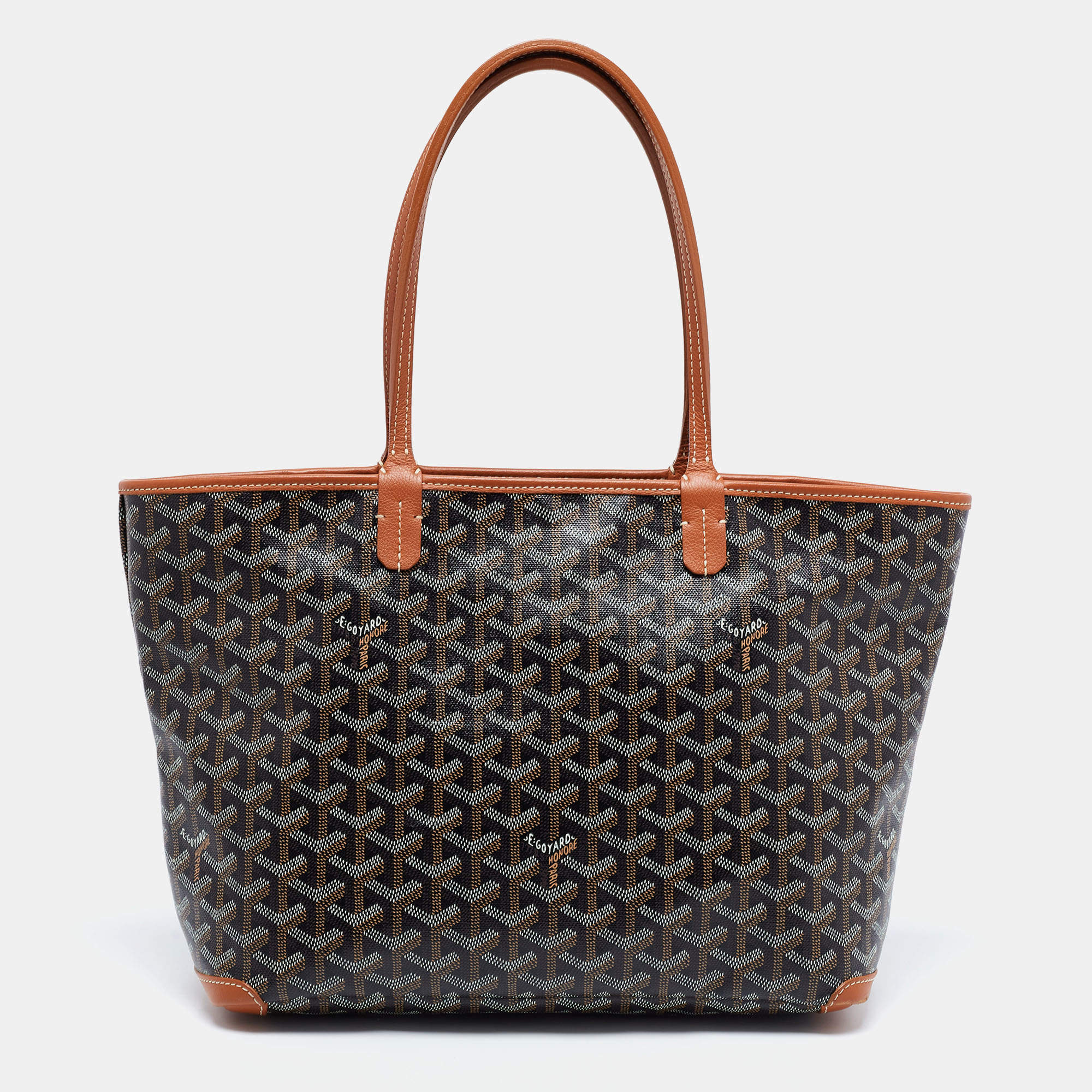 Pre Owned Goyard Brown Goyardine Coated Canvas and Leather Artois MM Tote