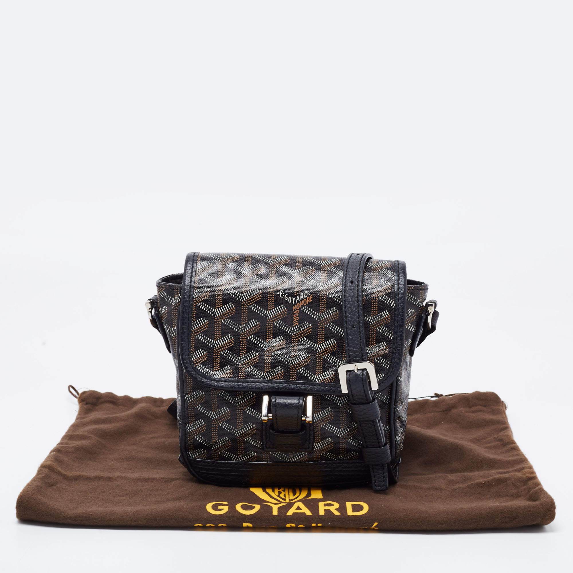 Goyard Grand Bleu Messenger Bag Coated Canvas PM Gray 79270133