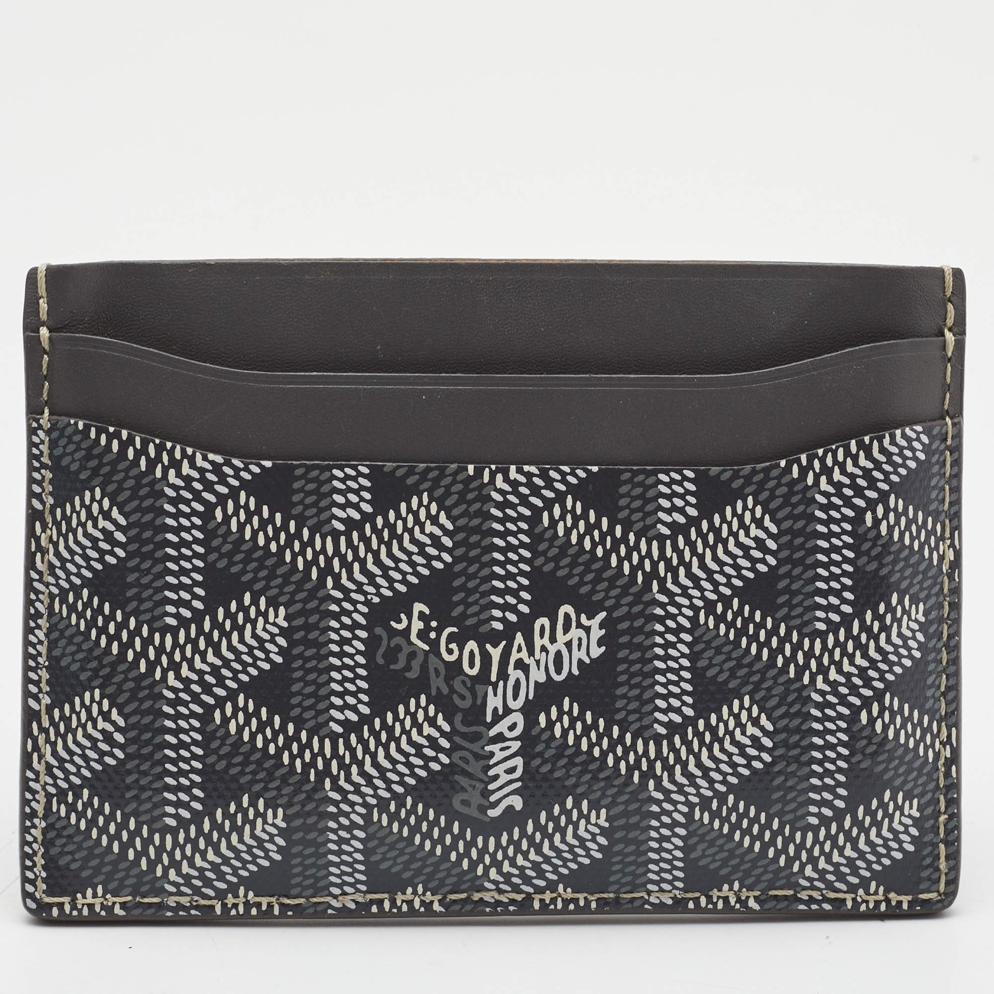 Pre Owned Goyard Grey Goyardine Coated Canvas and Leather Saint Sulpice Card Holder